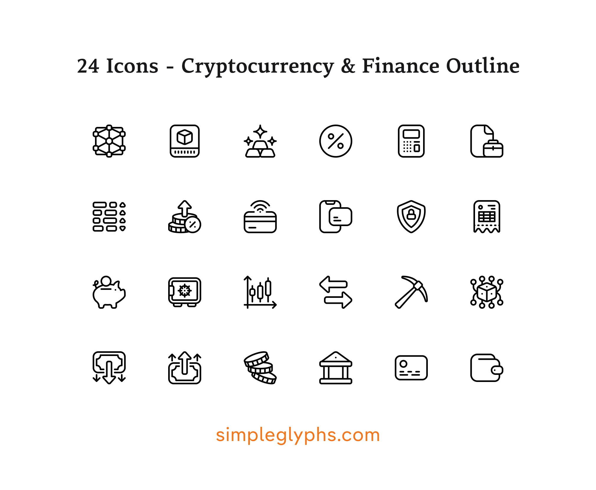Cryptocurrency & Fintech Outline Icons