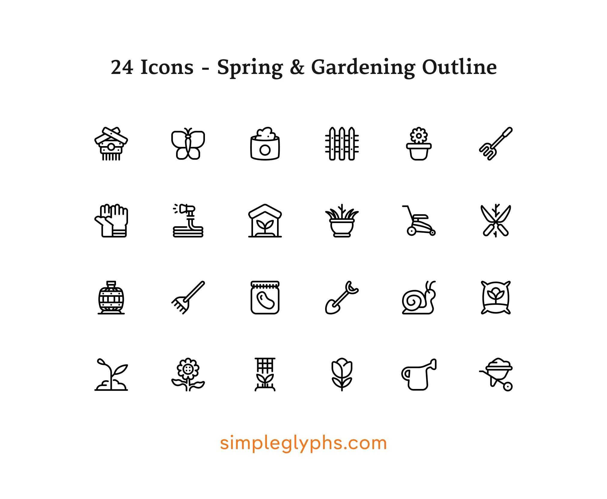 Spring & Gardening Outline Icons