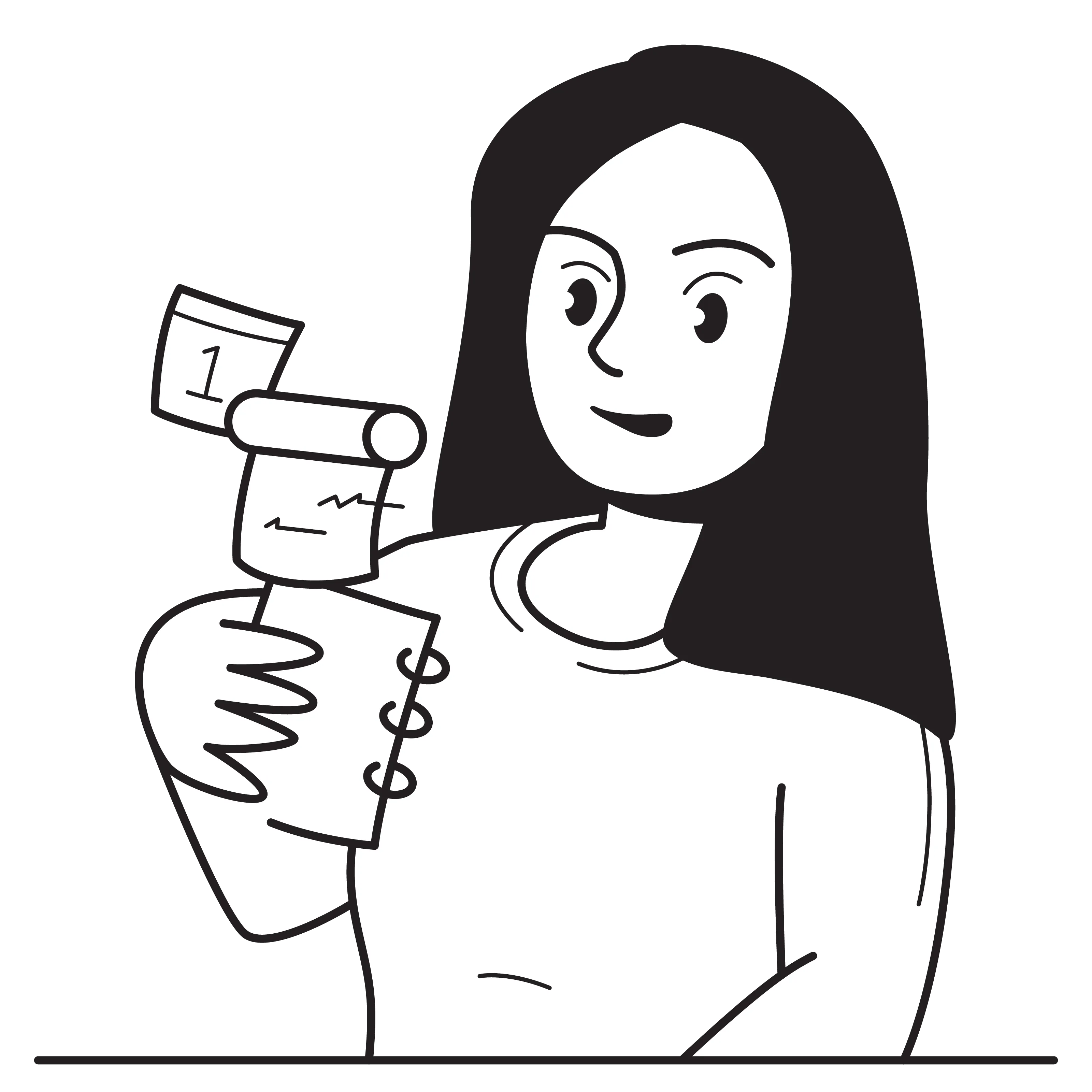 A busy woman scheduling things stylized illustration