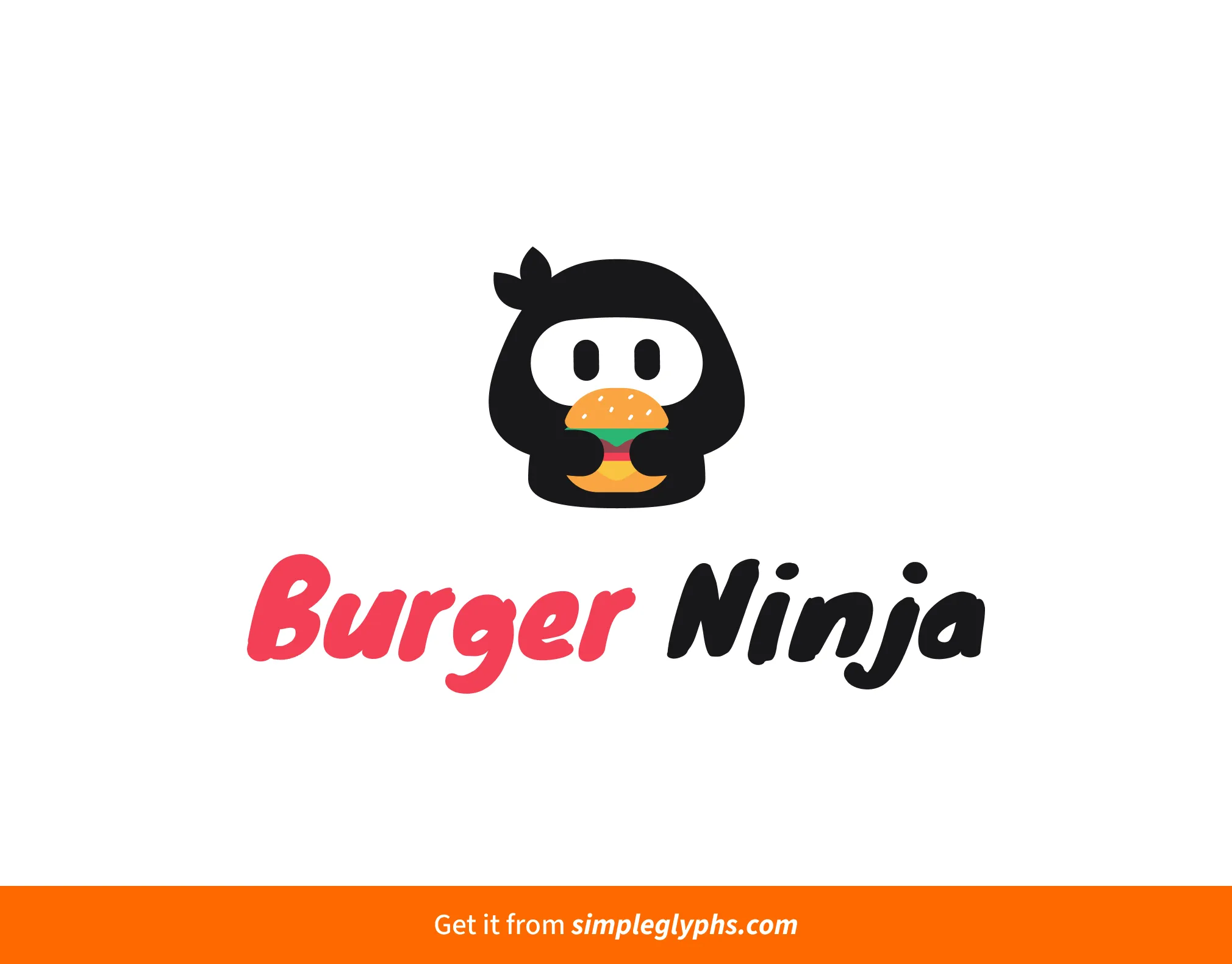 A cute ninja + burger logo in vector illustration style