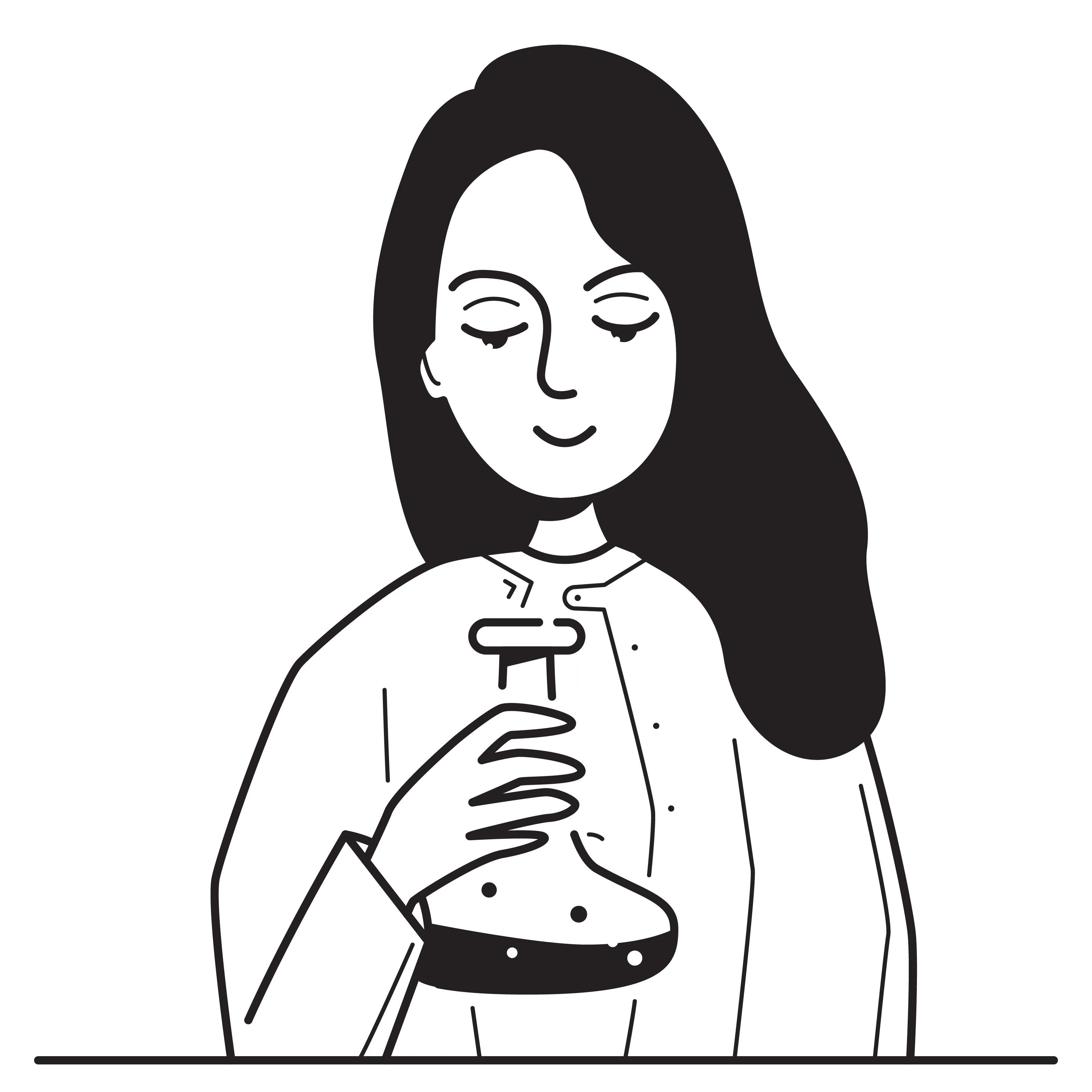 A female scientist doing research illustration