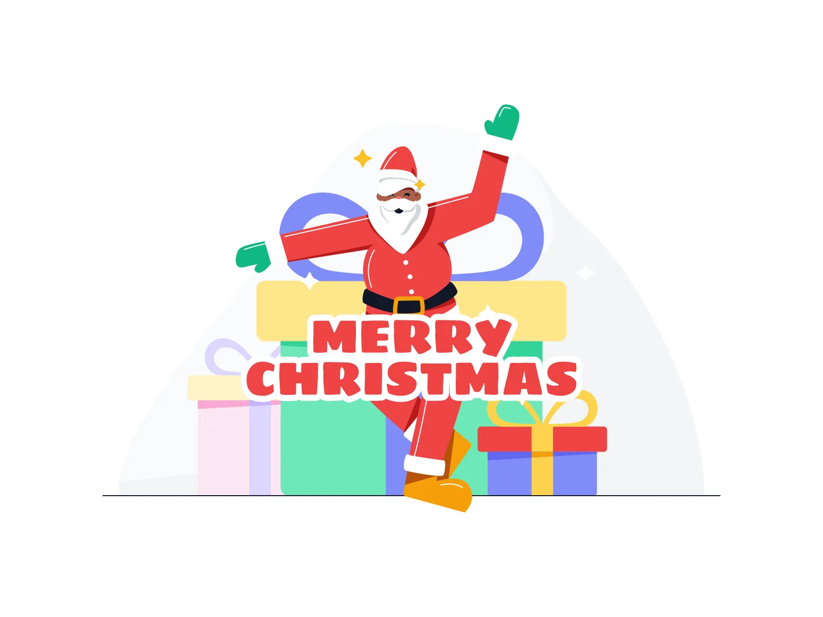 Black Santa Claus dancing illustration