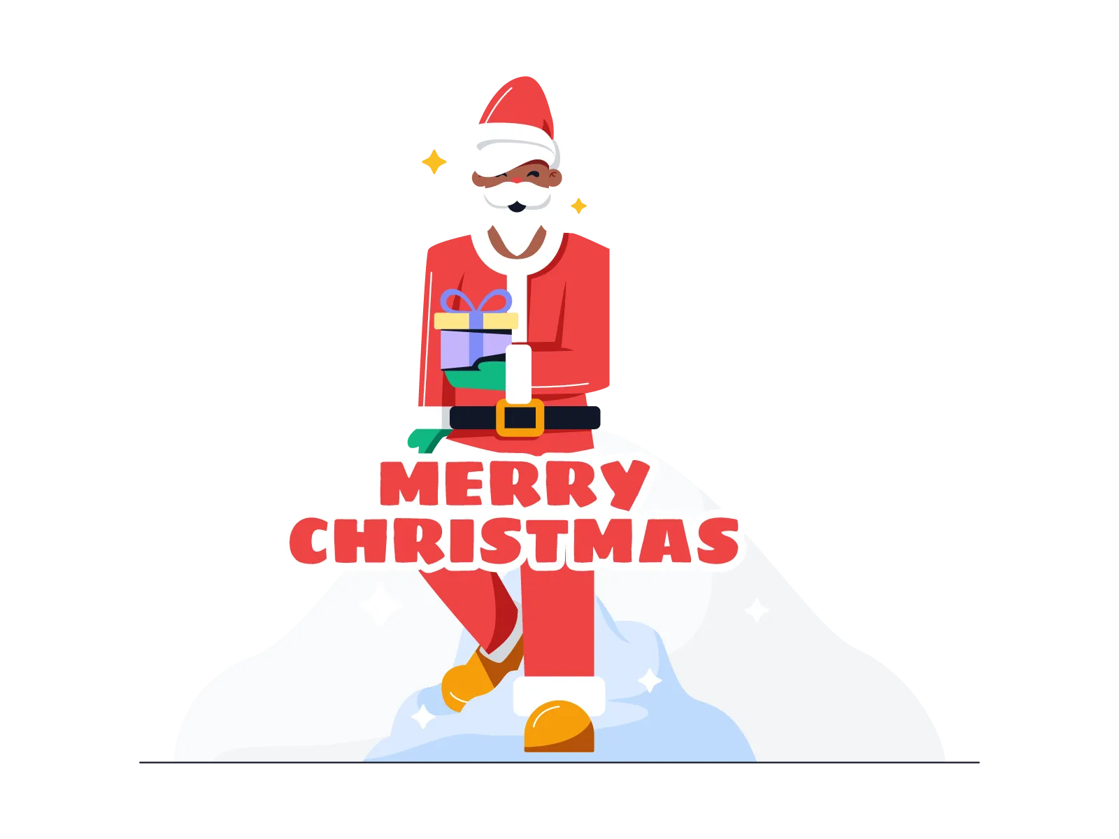 Black Santa Claus giving gift illustration