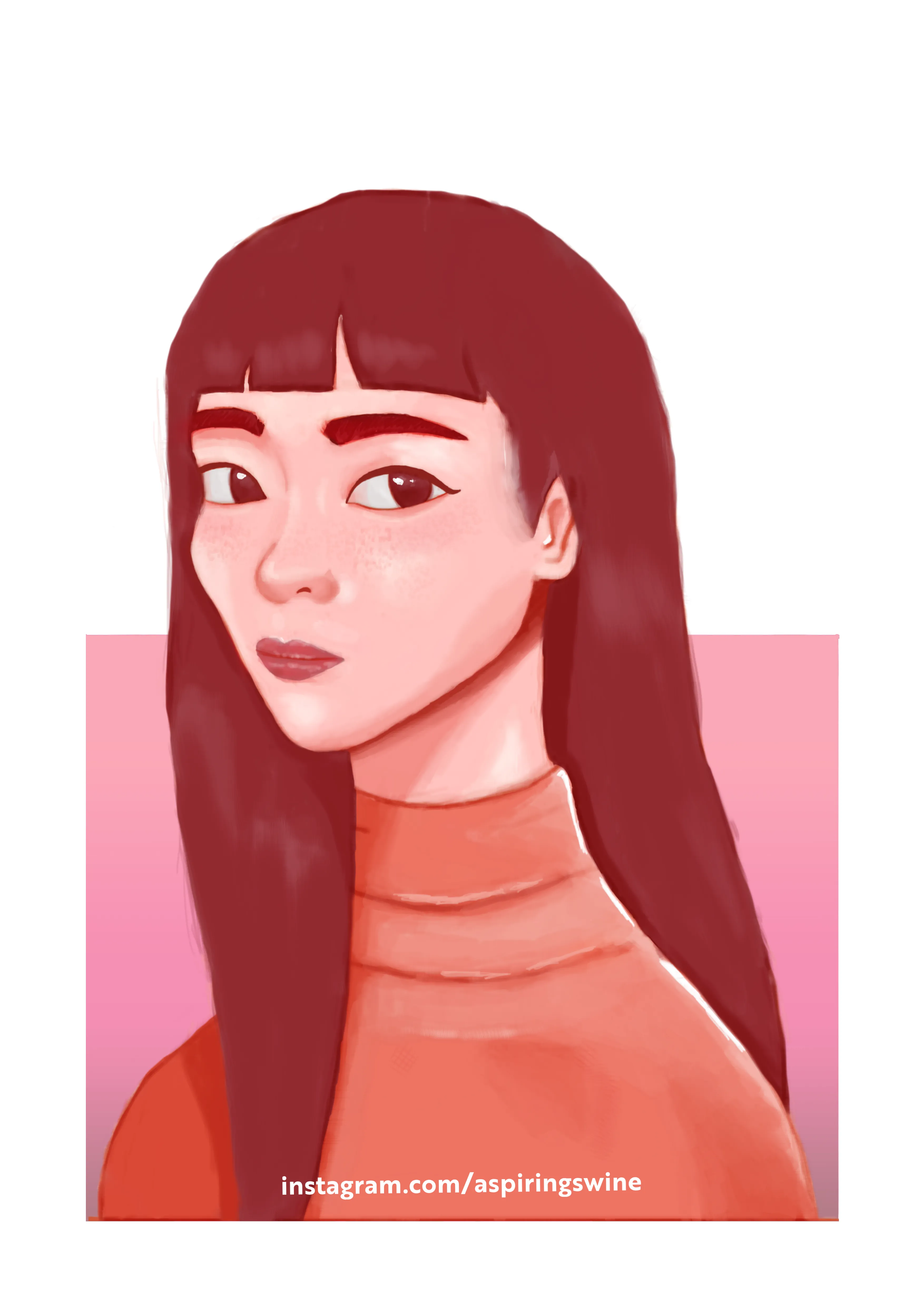 Fanart illustration of a girl with neck covered shirt