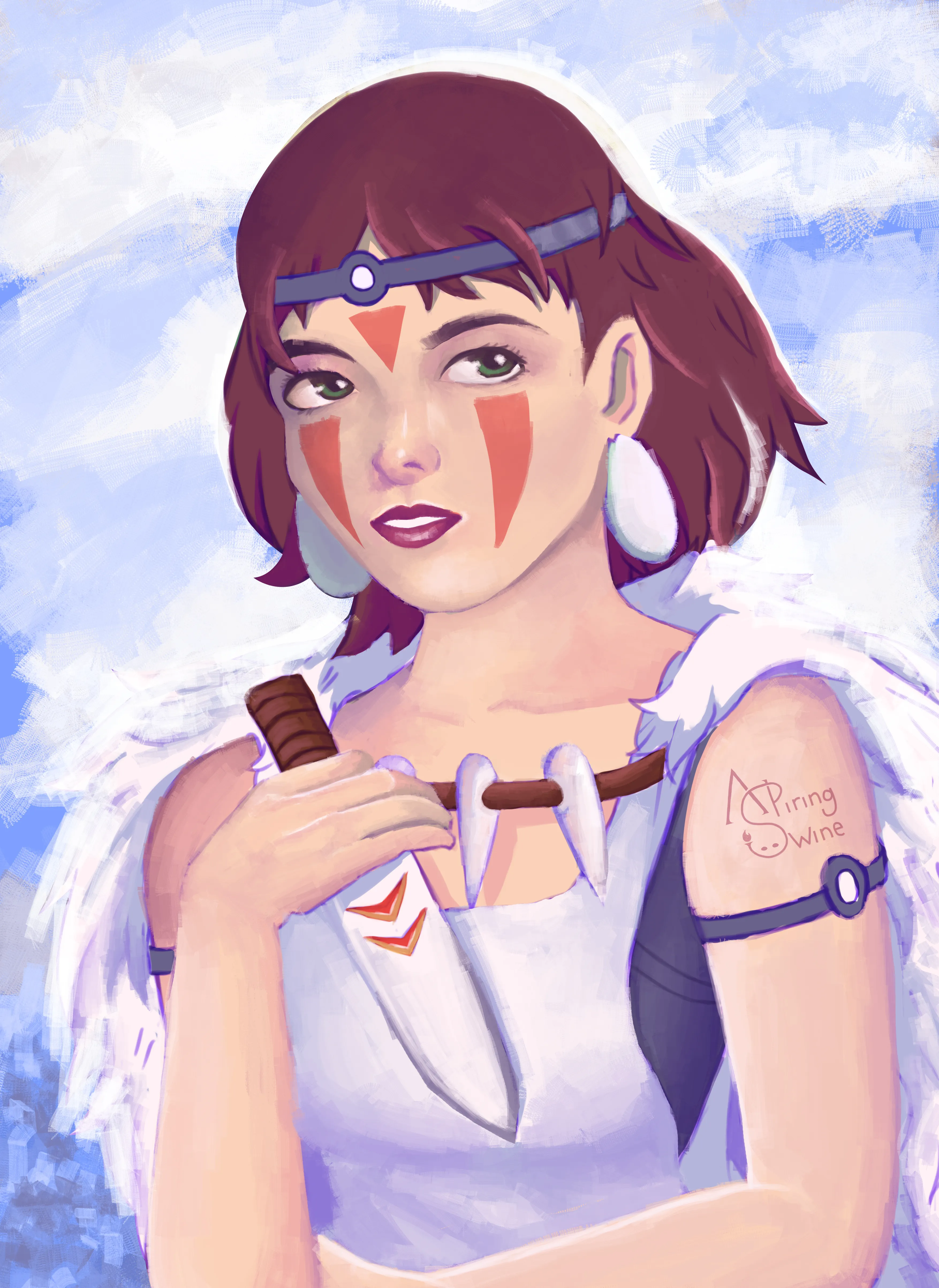 Fanart illustration of a Princess Mononoke from Ghibli