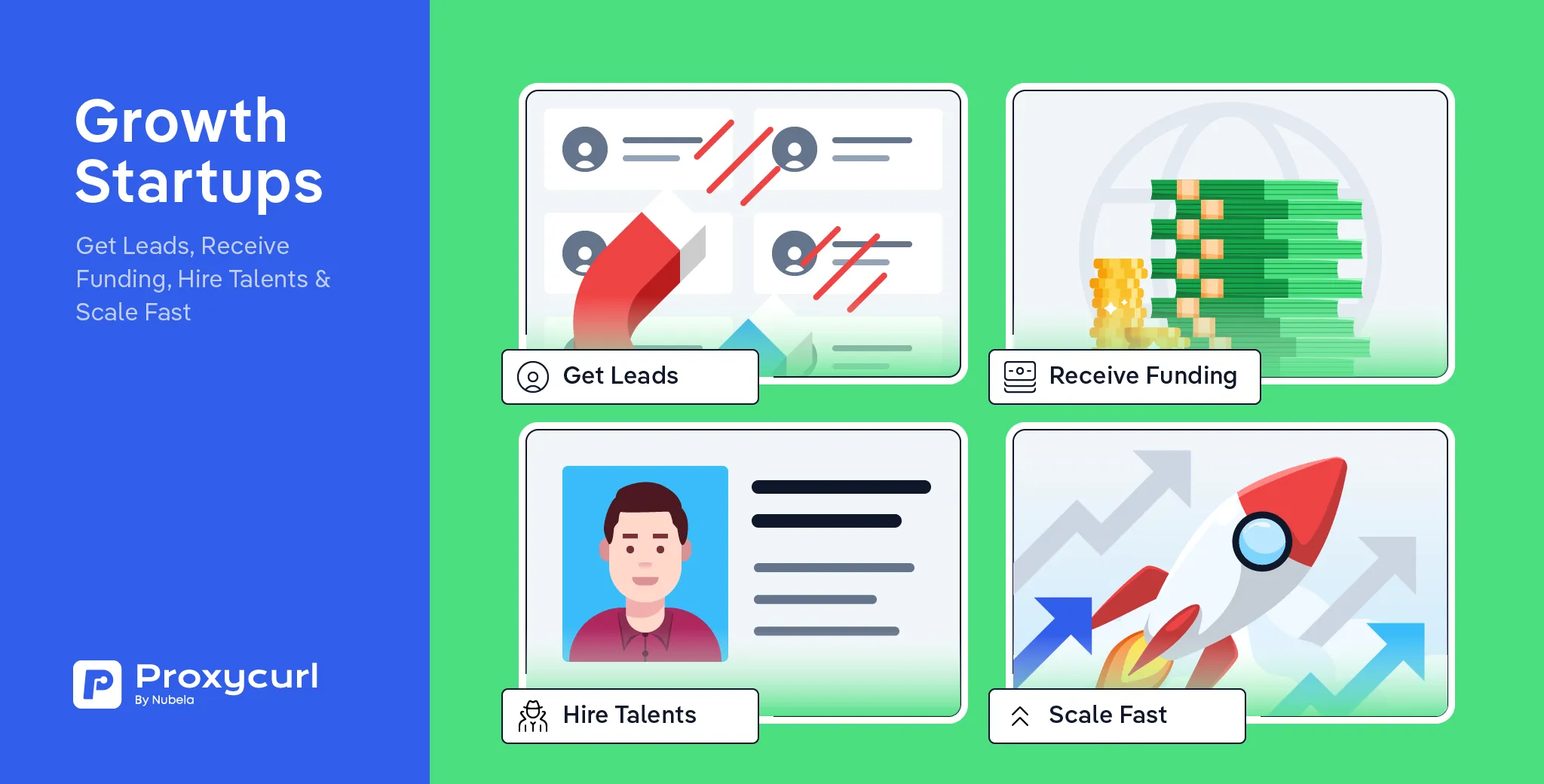 Growth startups get leads and receive funding illustration