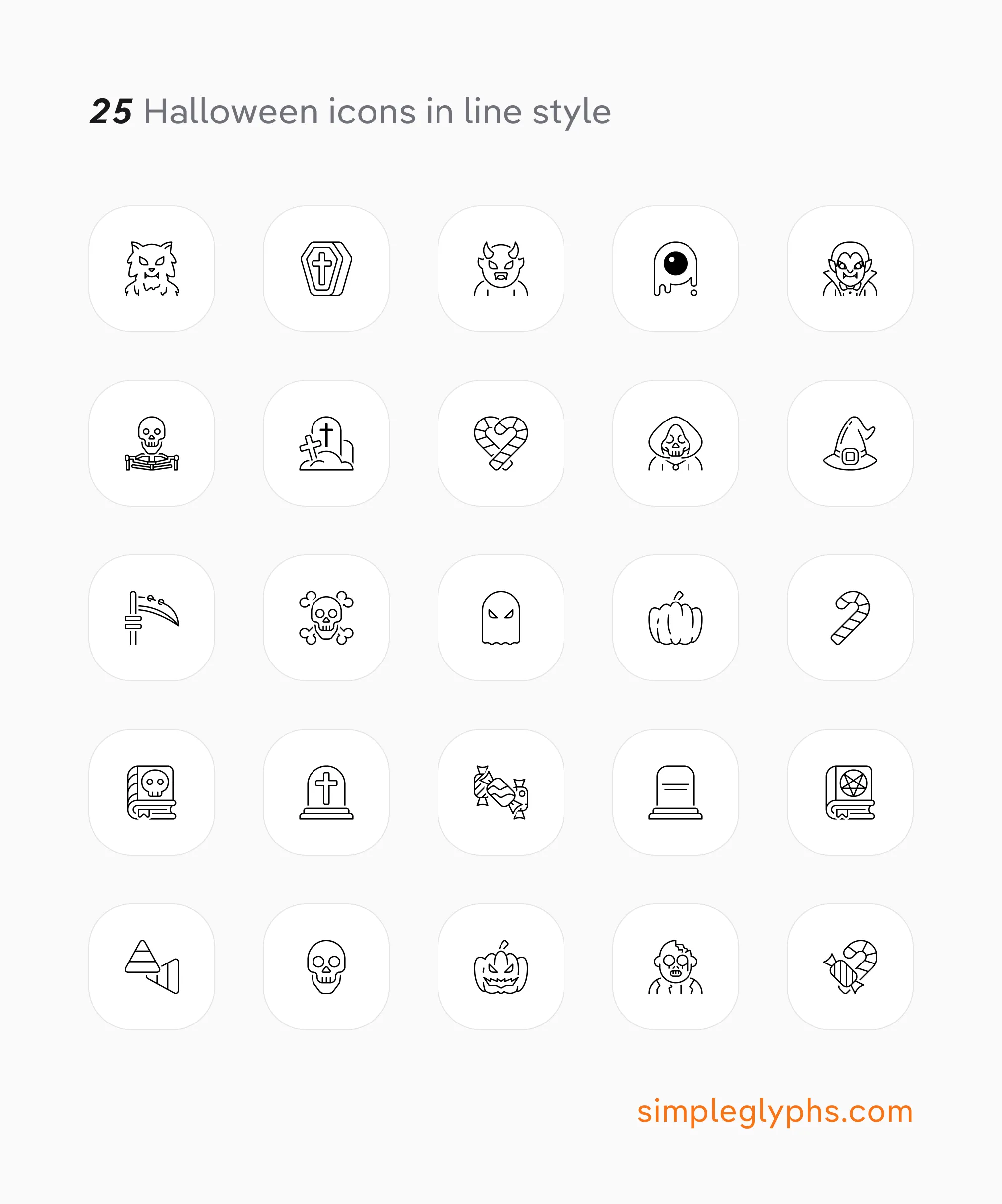 Halloween Icon Set in line black style