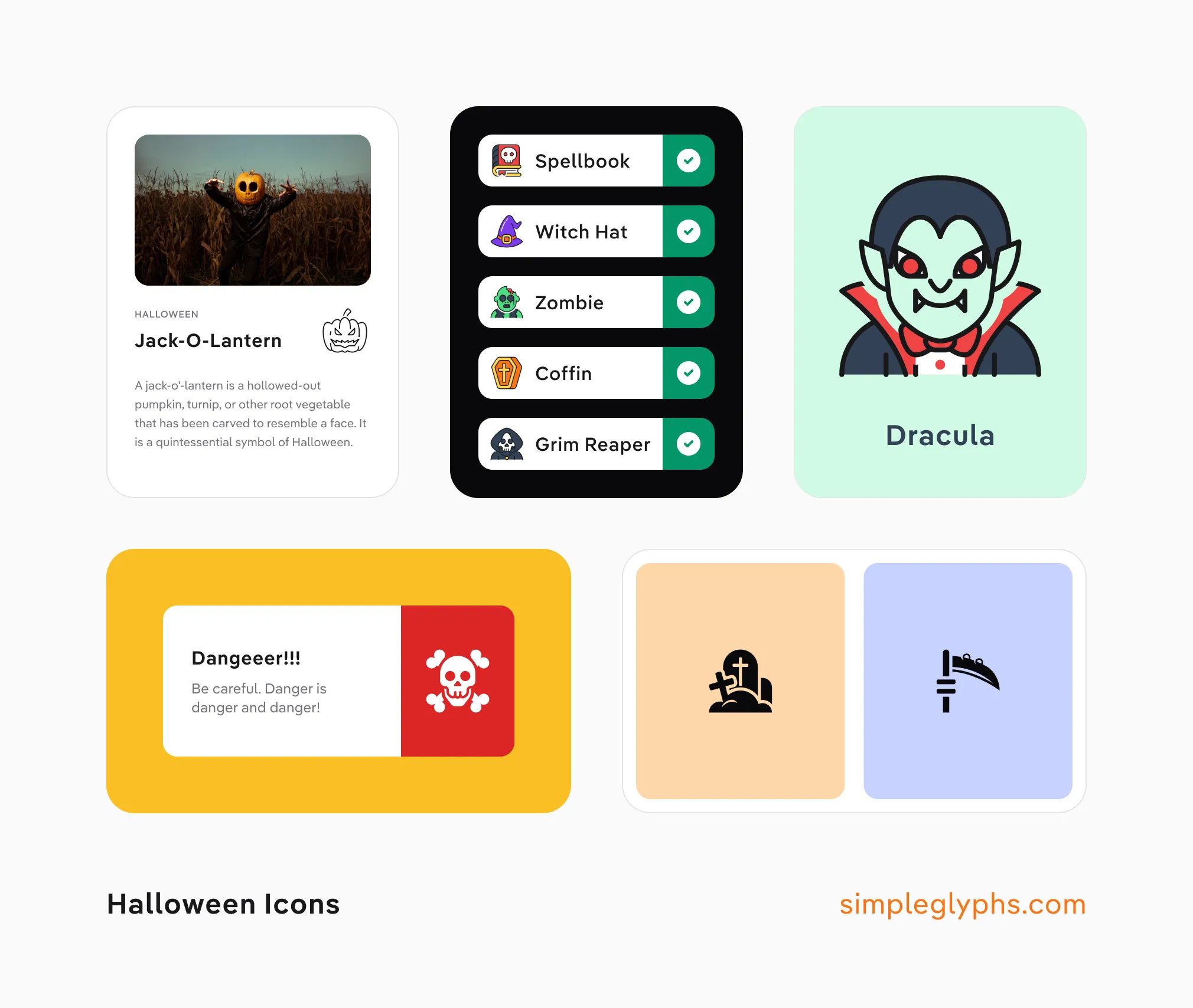 Halloween iconography presentation with multiple examples