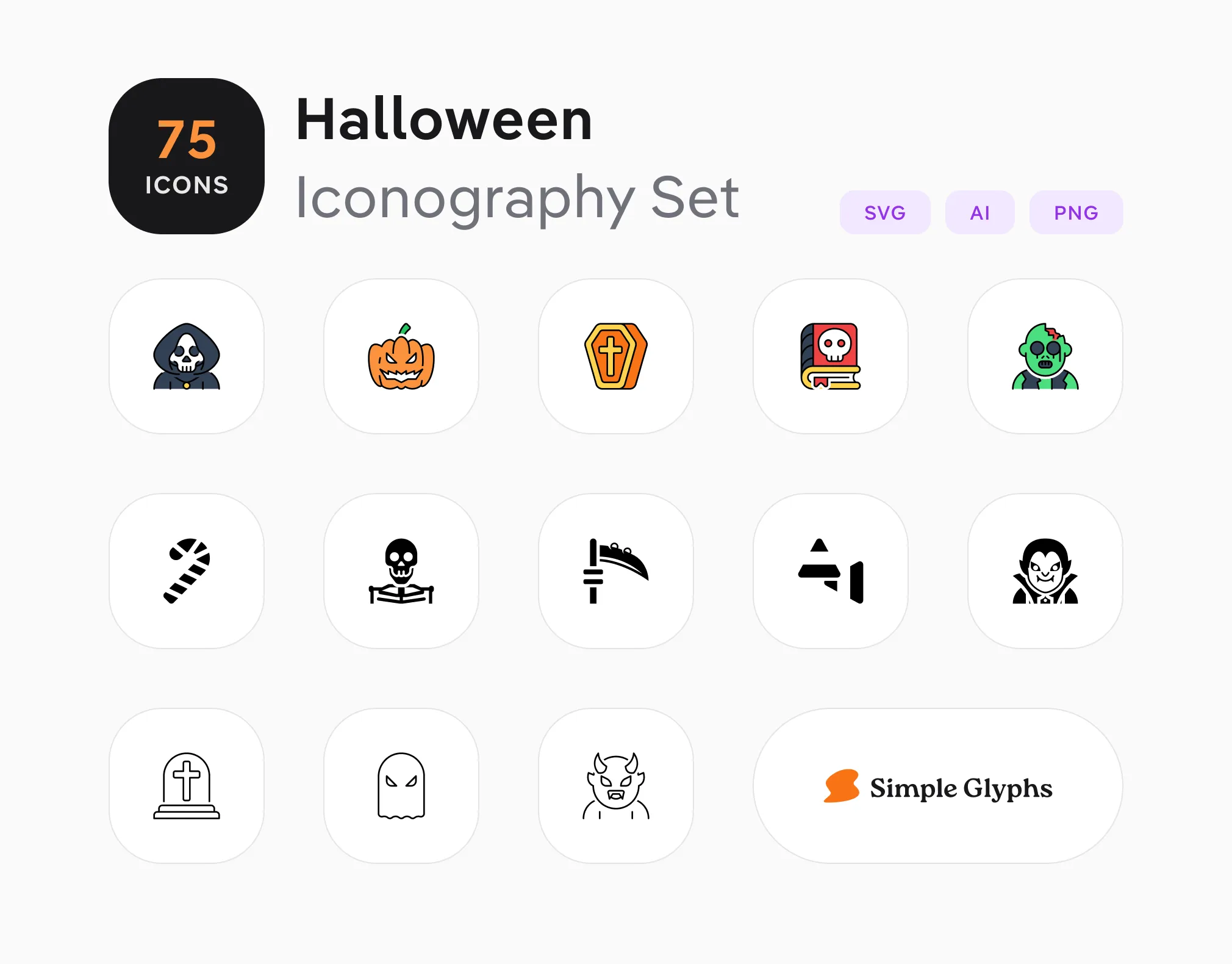 Halloween Iconography Set | Ready in multiple styles