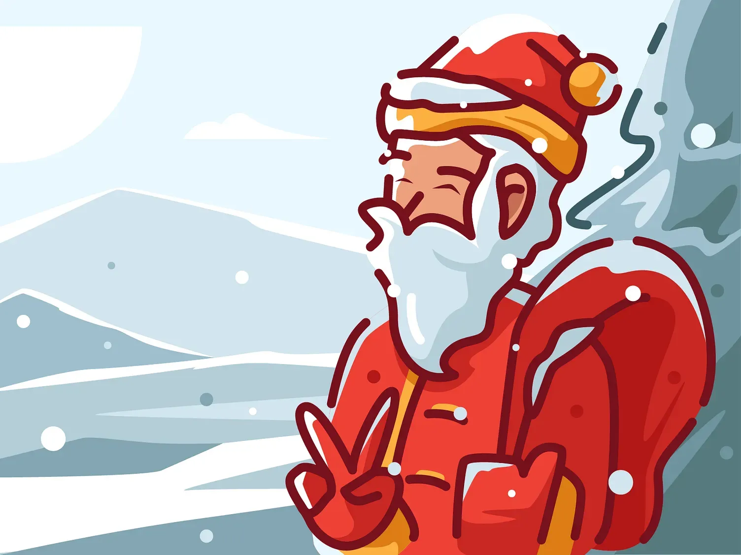 Happy smiling Santa Claus in red costume illustration