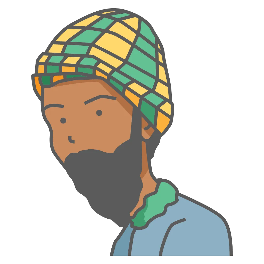 Illustration of a black man wearing a skullcaps