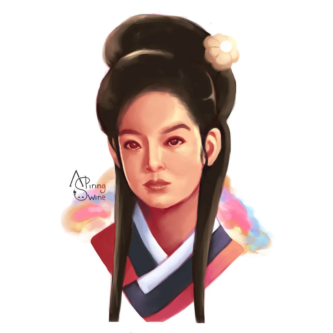 Illustration of a Korean woman with a hanbok culture