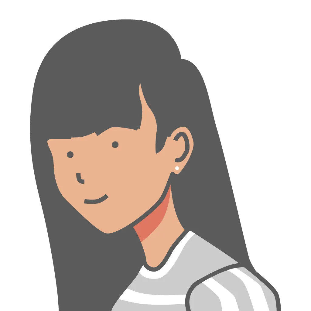 Illustration of a long hair woman wearing a striped t-shirt