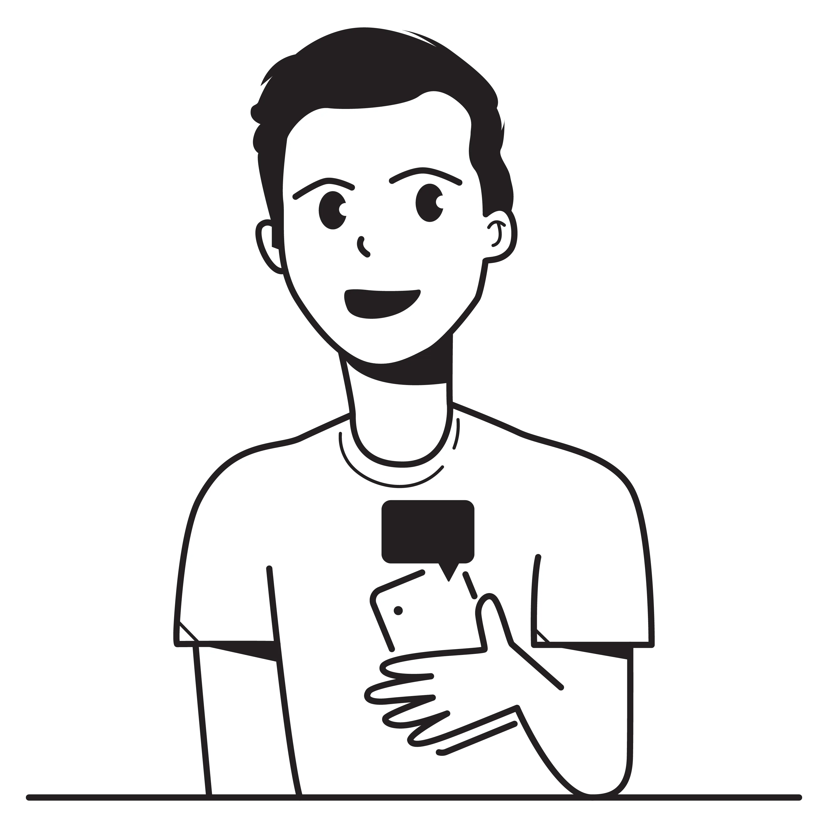 Illustration of a man holding a smartphone with chat alert