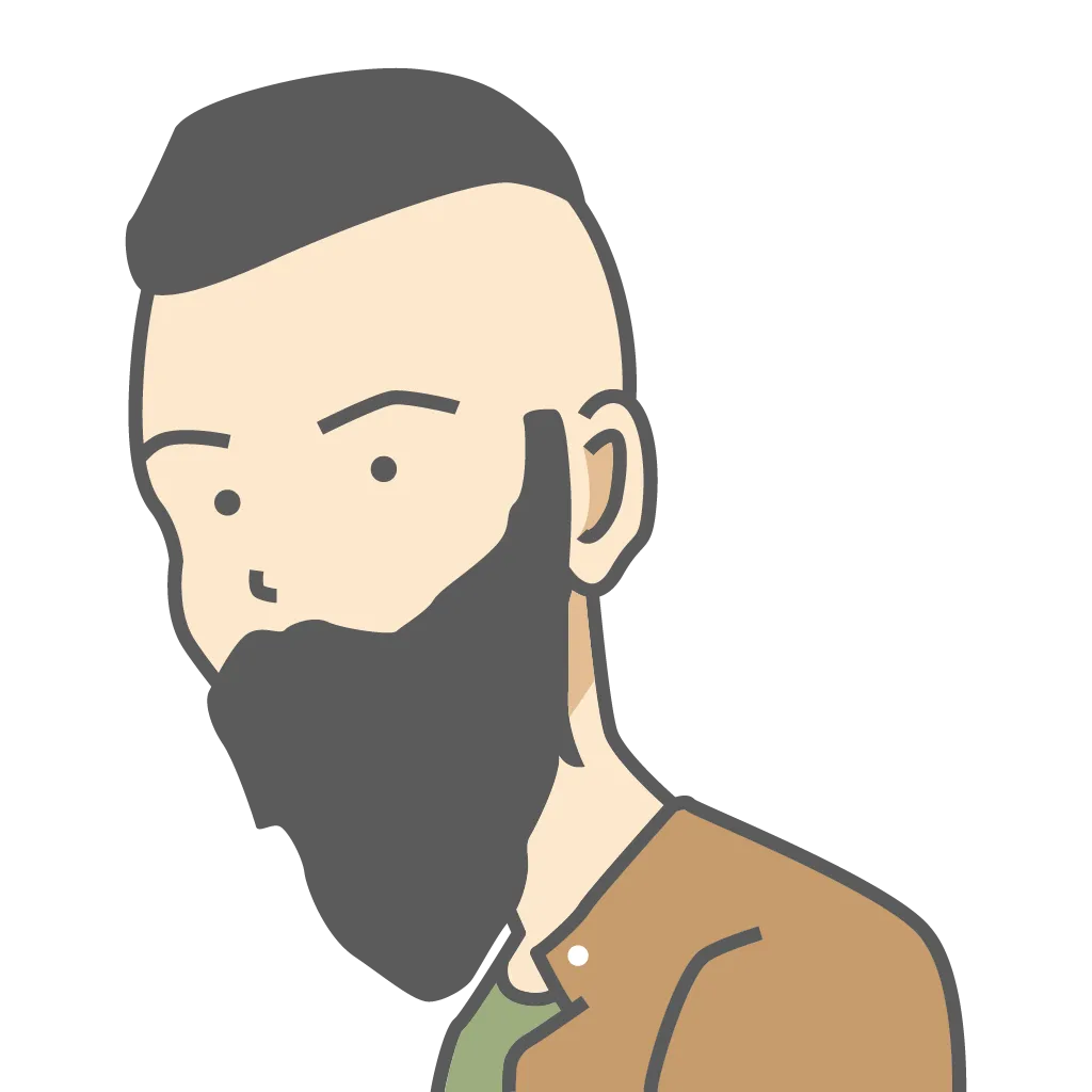 Illustration of a man with mohawk hair and cool beards