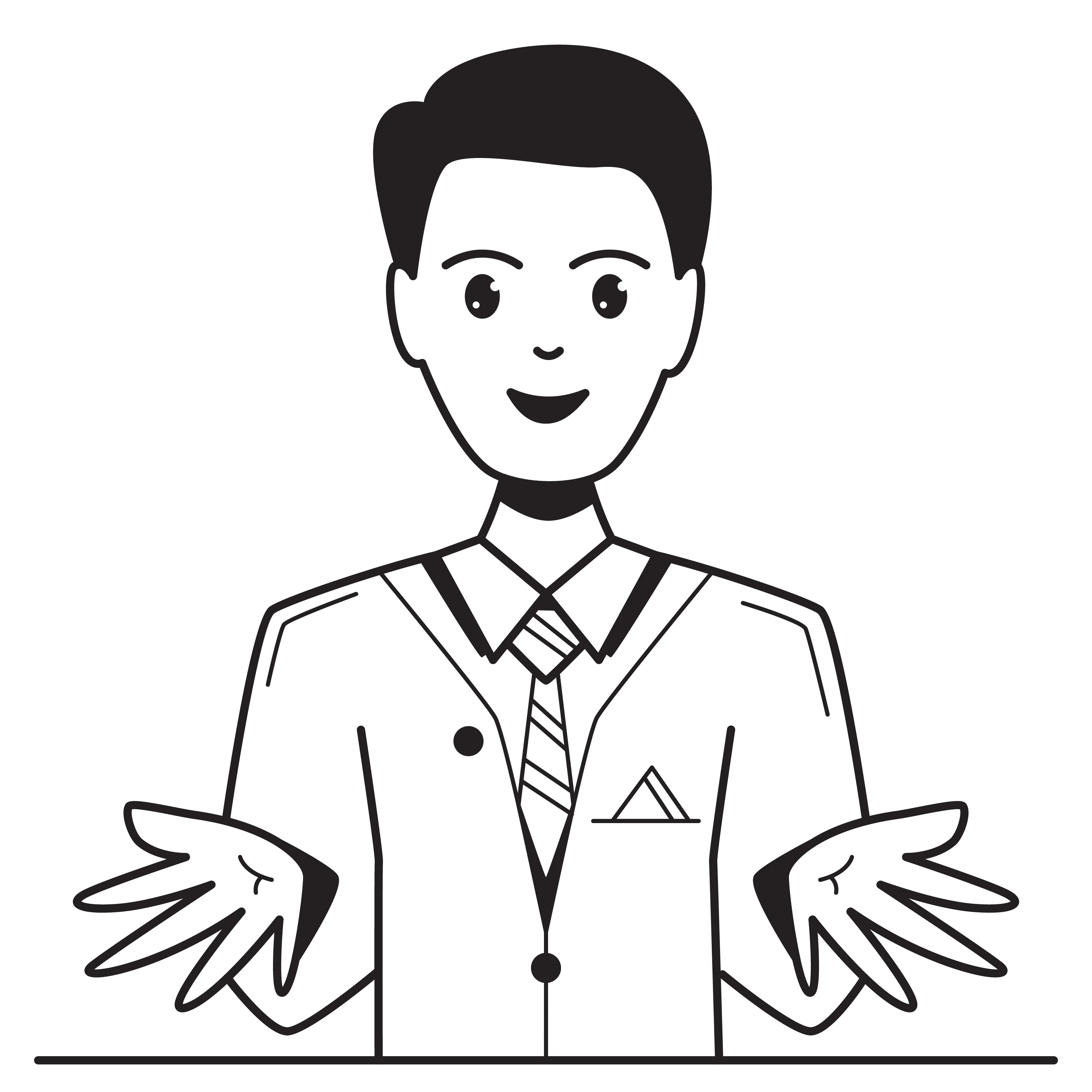 Illustration of a man with welcoming pose
