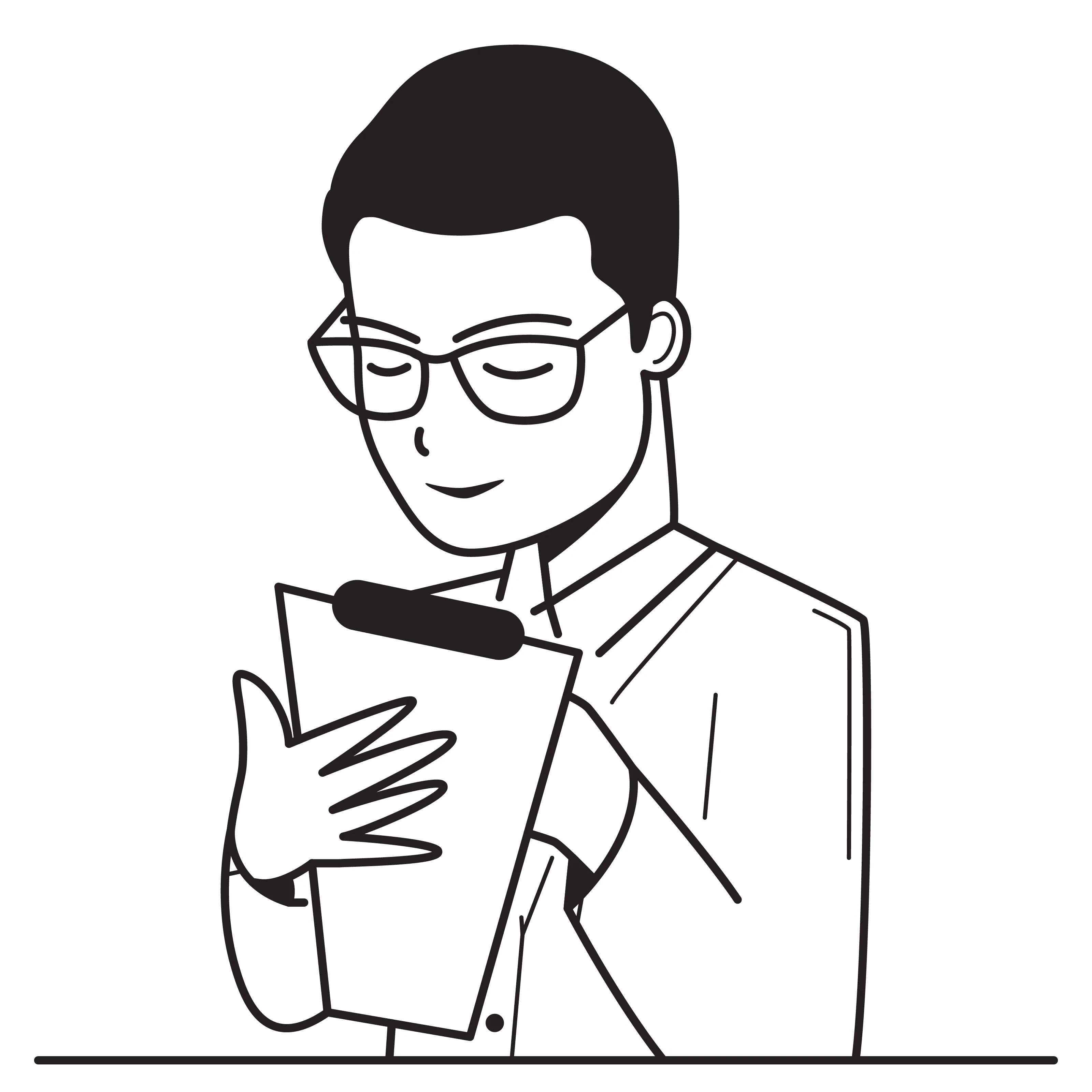 Illustration of a man writing on a clipboard