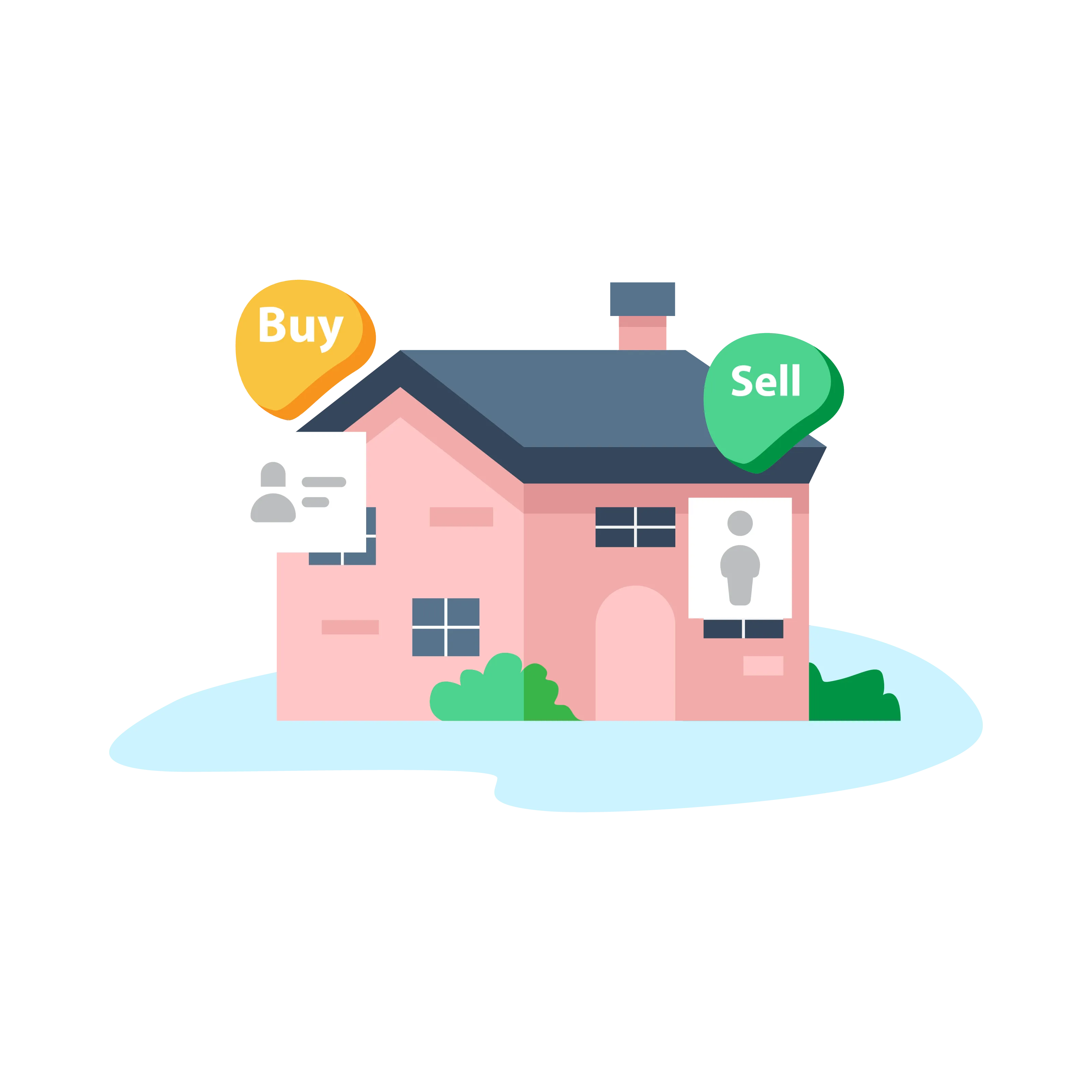 Illustration of a negotiation selling and buying a house