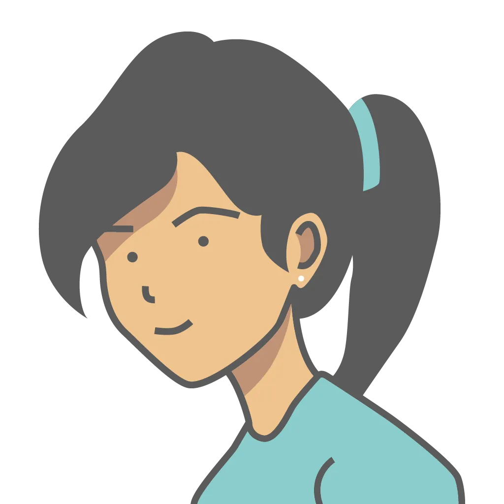 Illustration of a ponytail hair woman with an emerald shirt