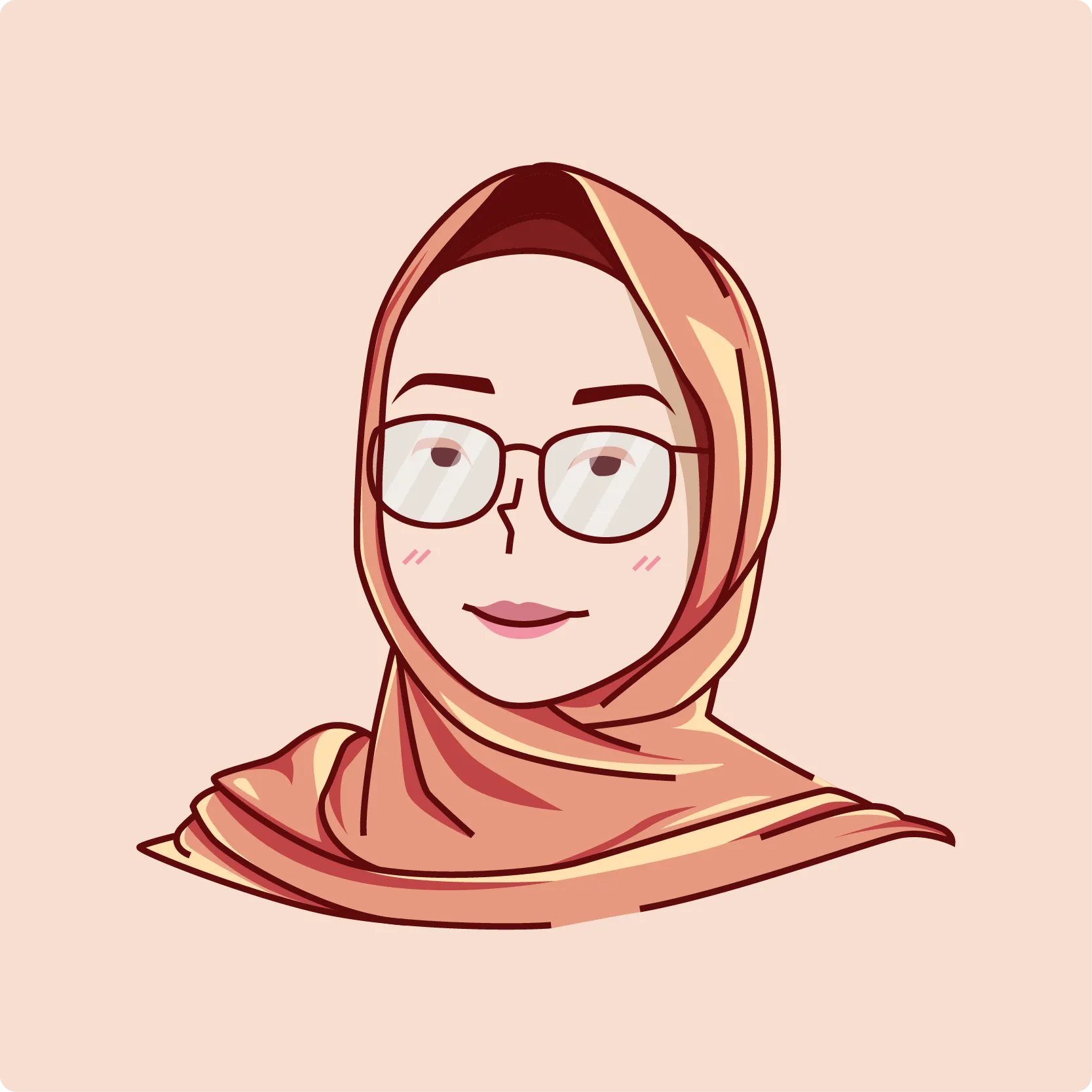 Illustration of a pretty hijab girl