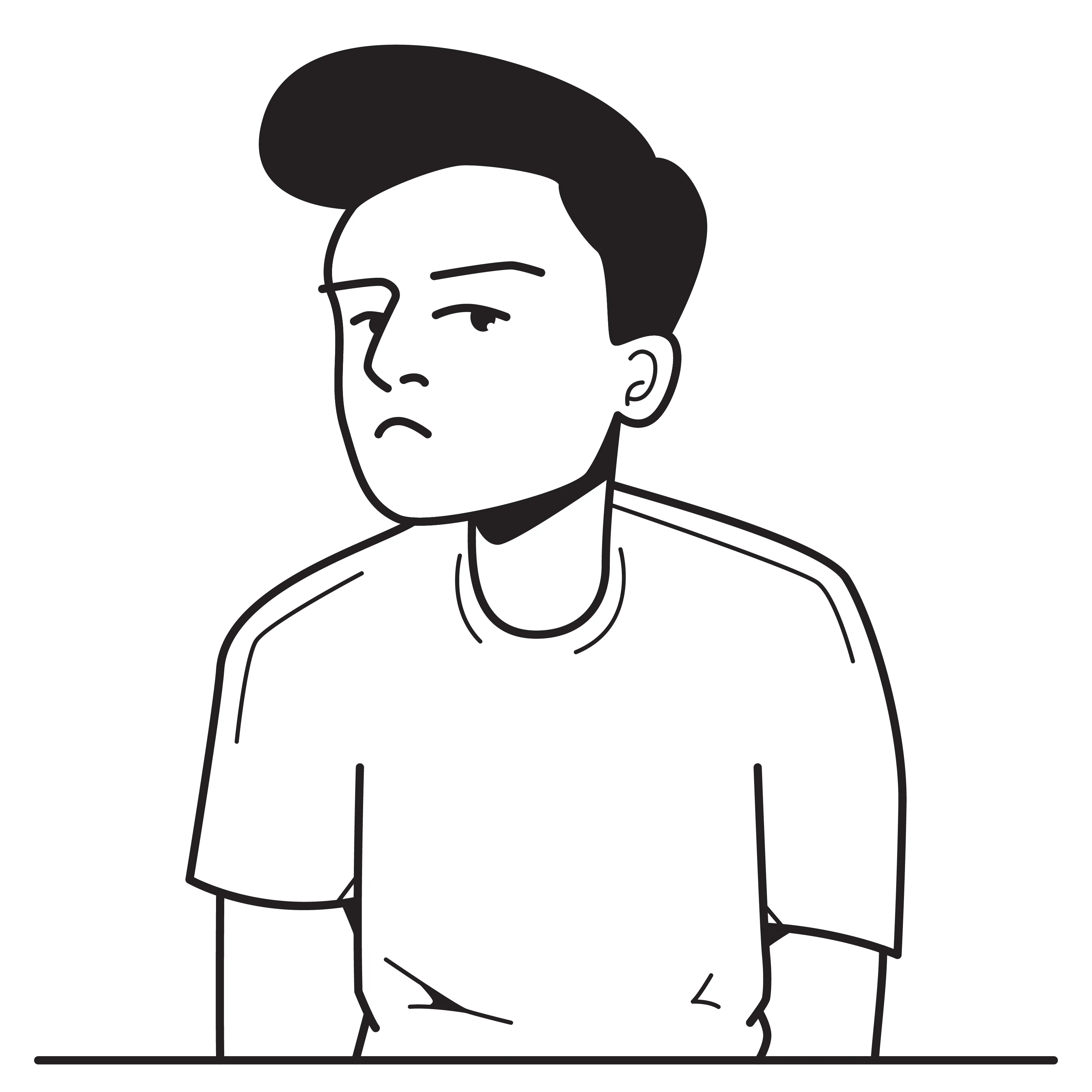 Illustration of a sad cranky man