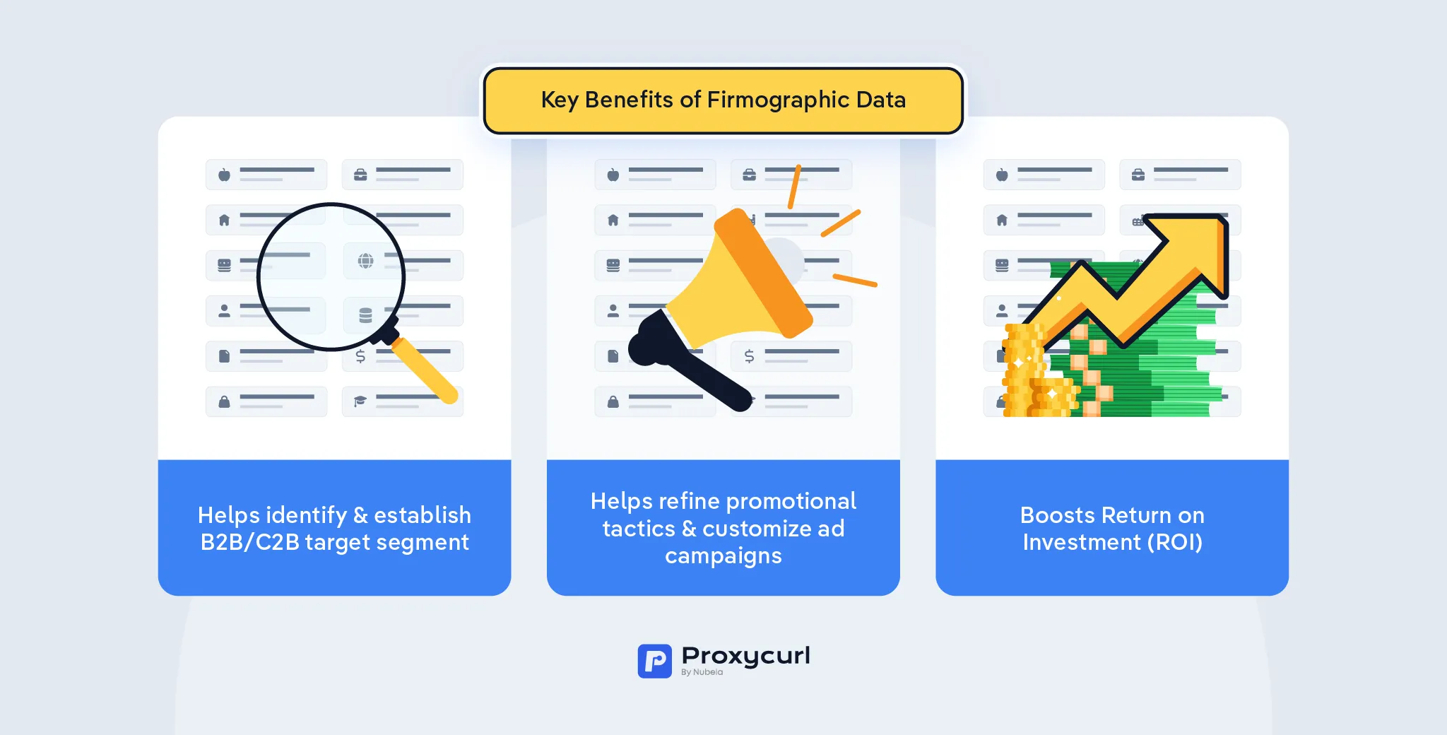 Infographic illustration of a key benefit of firmographic