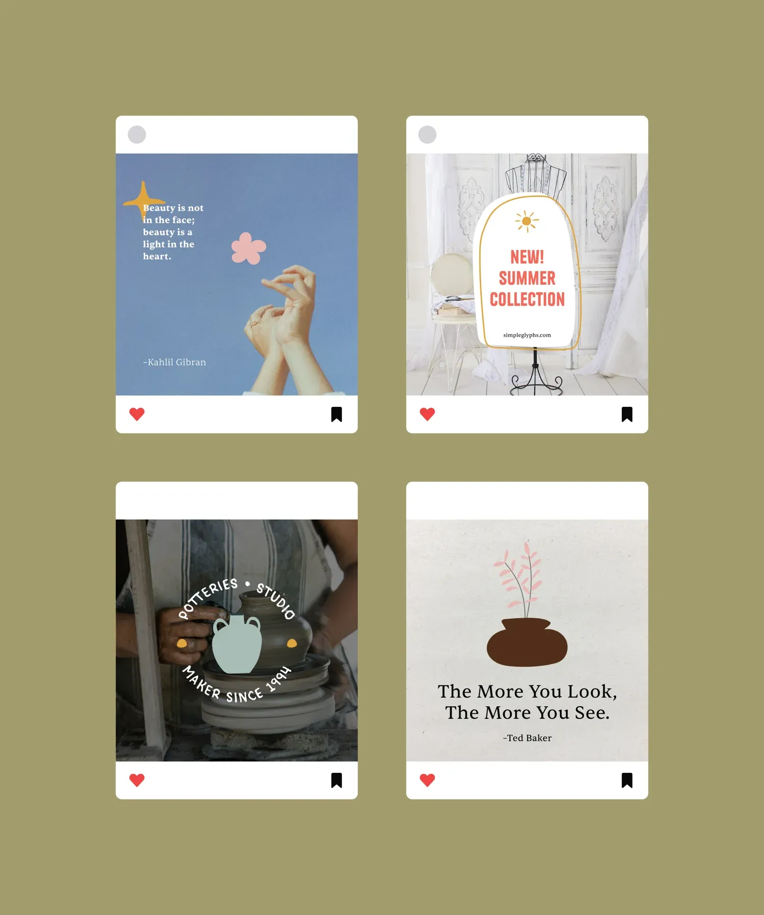 Instagram post designs using the boho element illustration