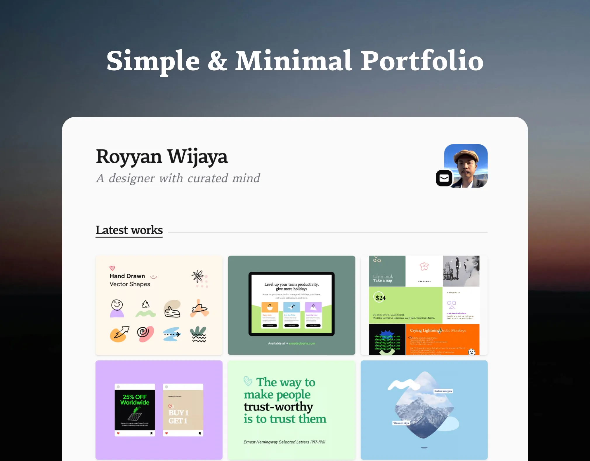 Simple & minimal portfolio design by Royyan Wijaya