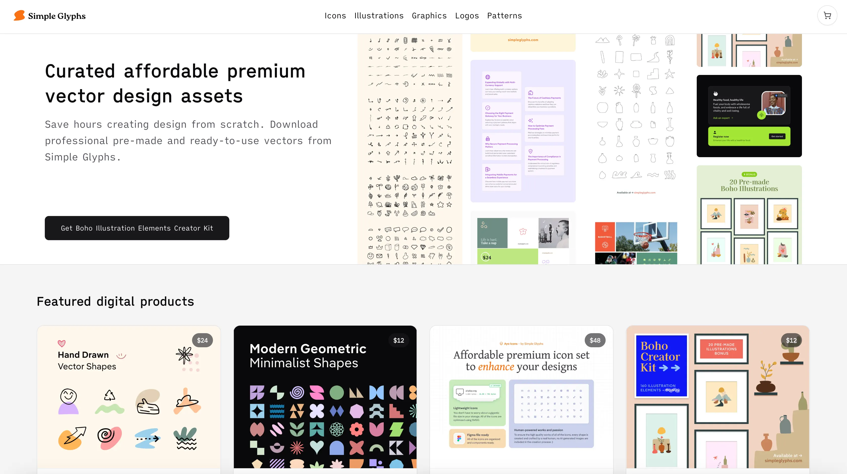 Simple Glyphs - Affordable premium vector design assets