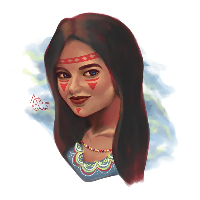 Stylized illustration of an Amazon tribe woman culture