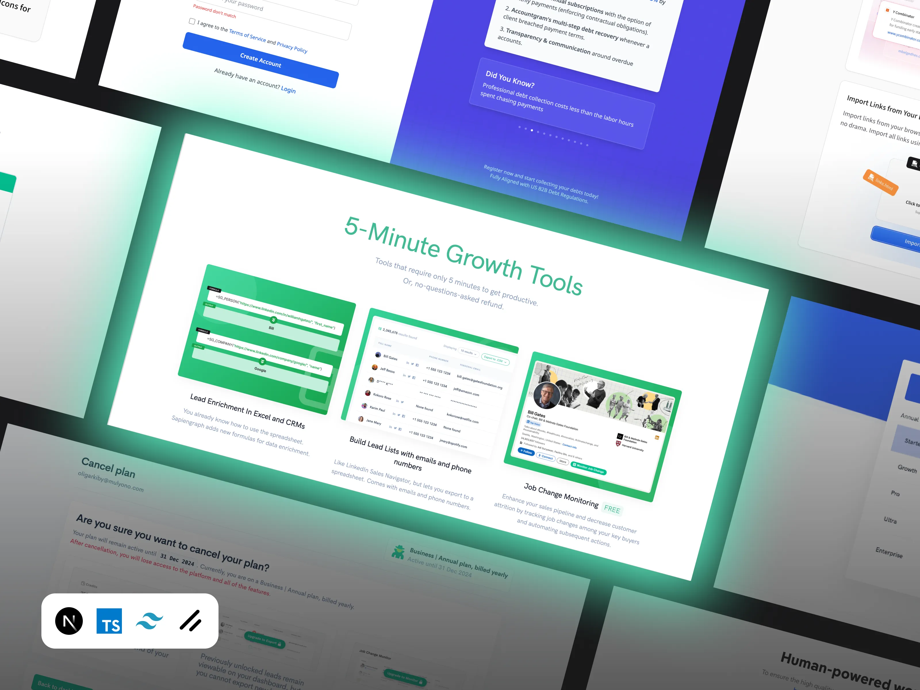 Various B2B UI/UX web design layouts