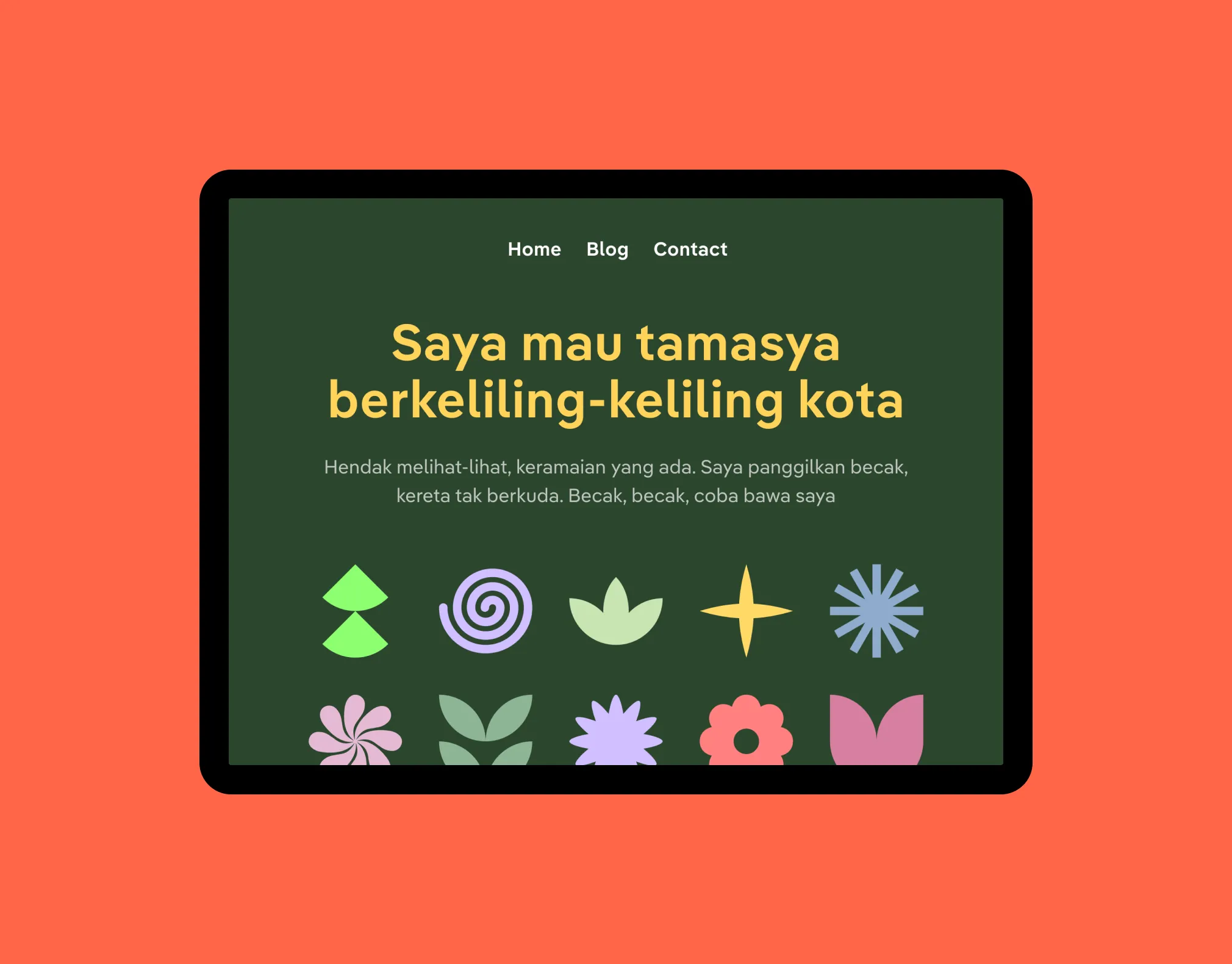 Various geometric shapes used as a website design showcase