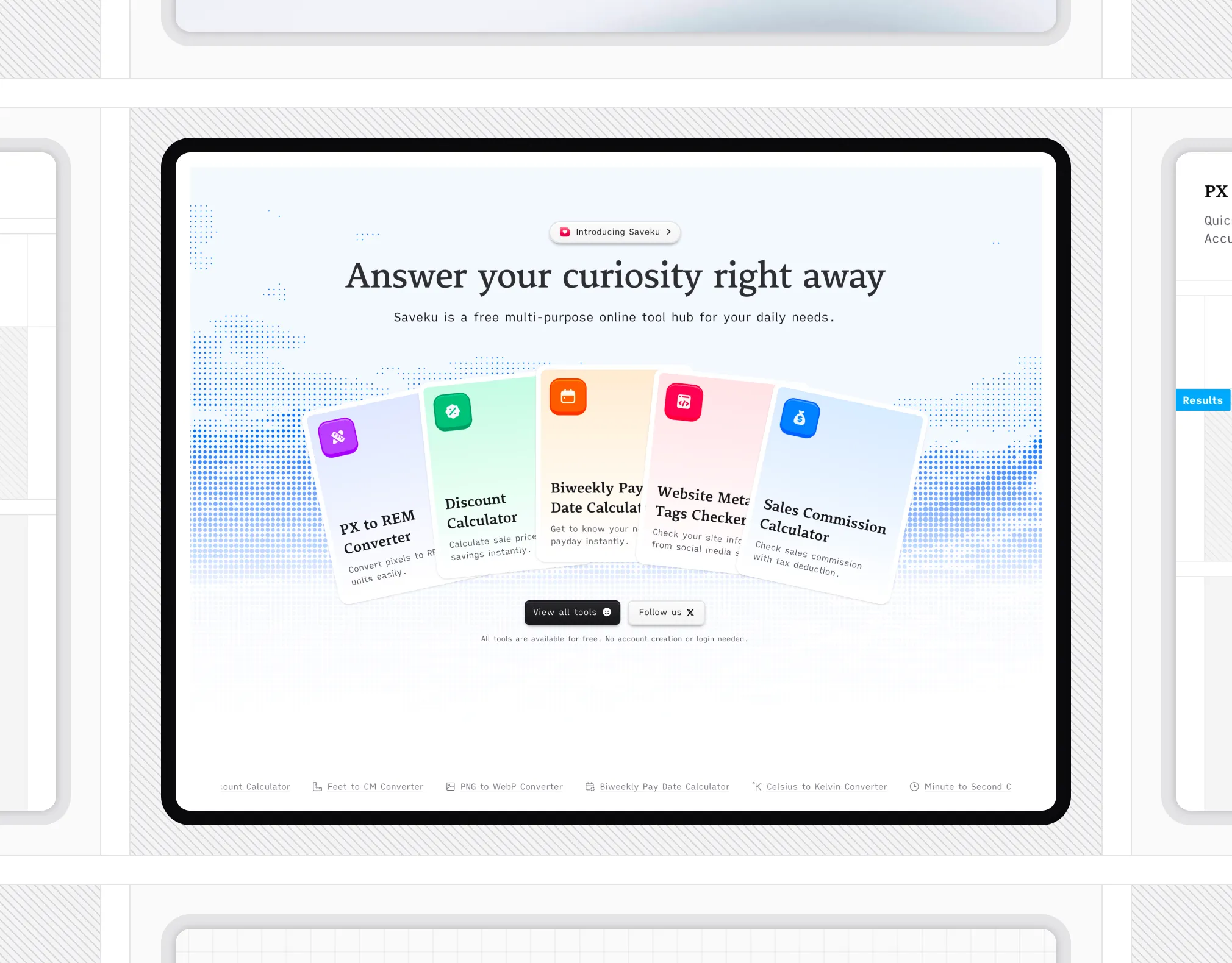 Website hero section design from the saveku.com site