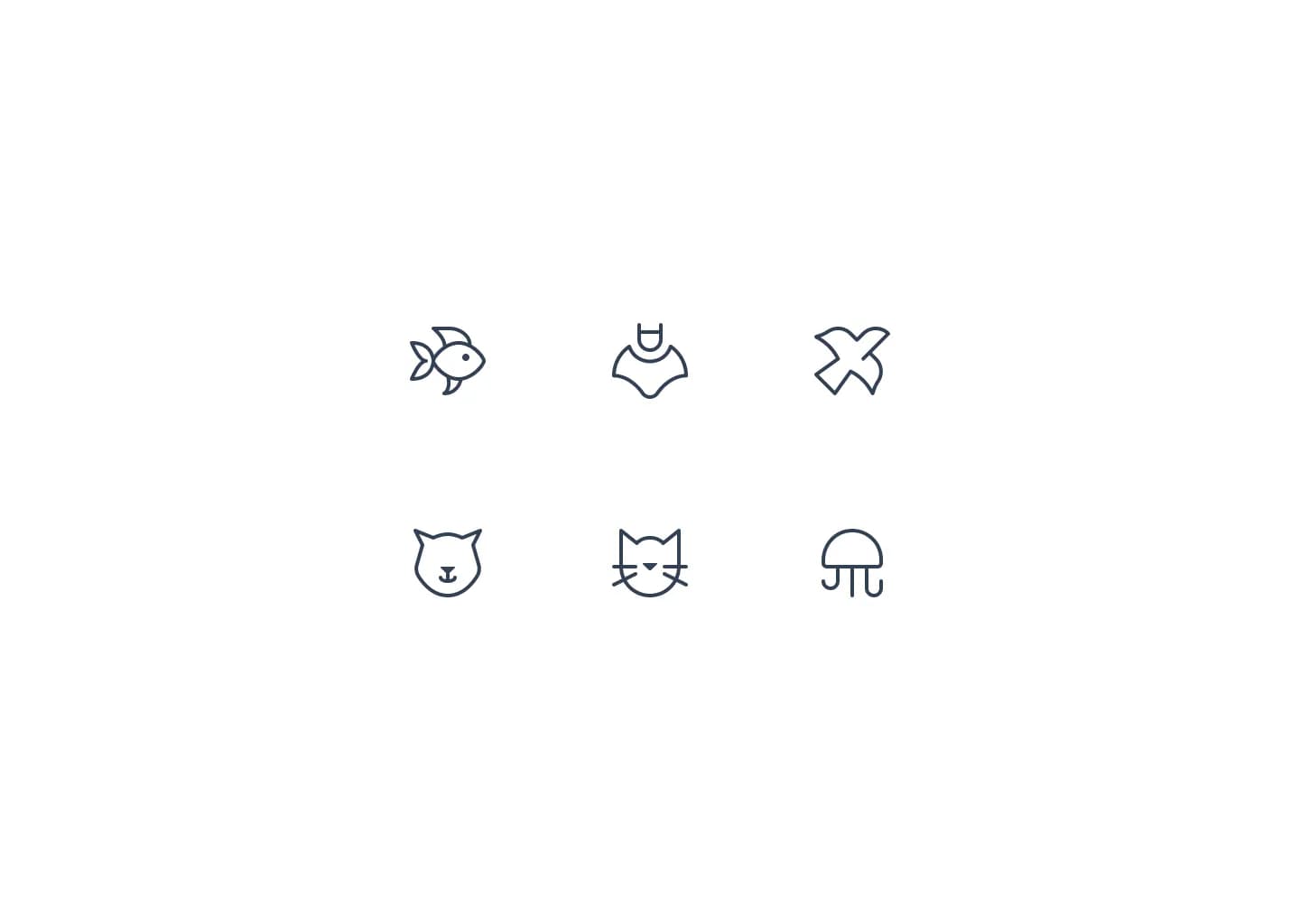 Animal icons with outline style