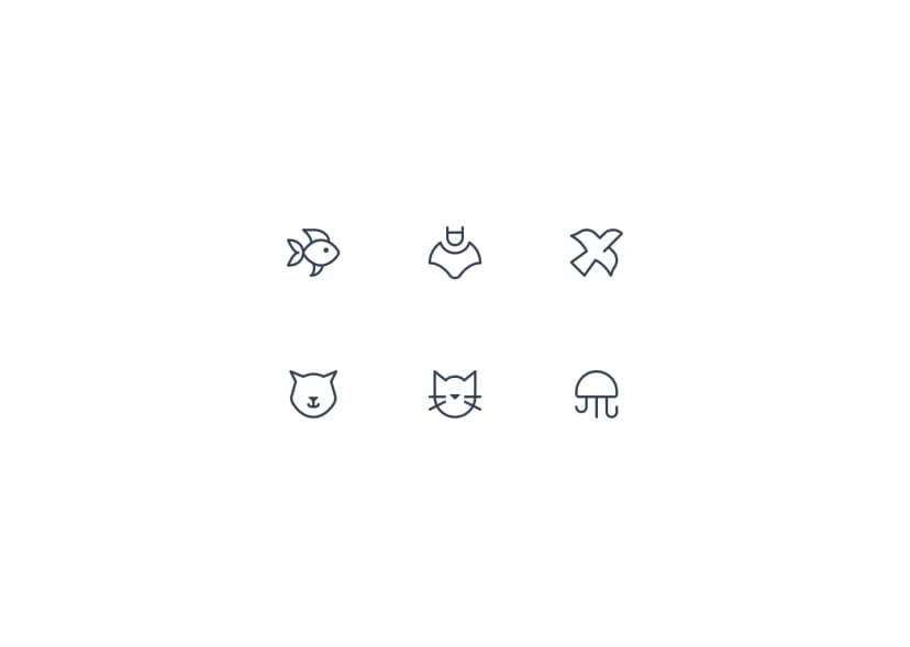 Animal icons with outline style