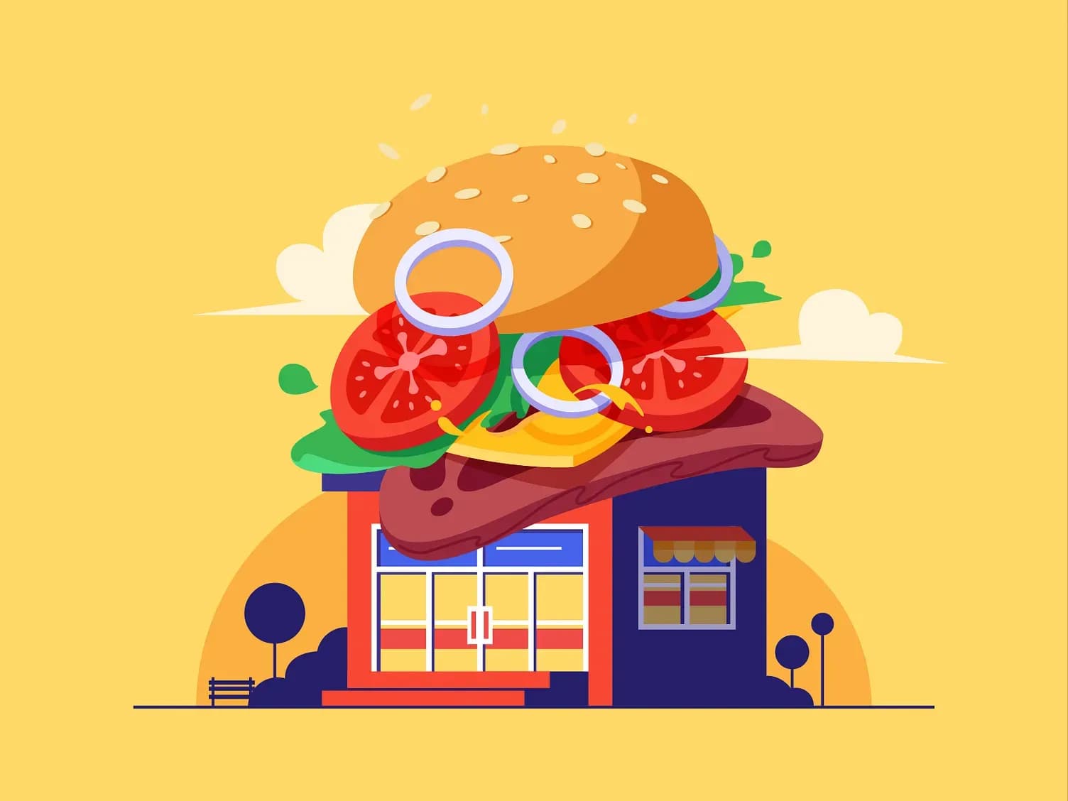 Burger shop illustration