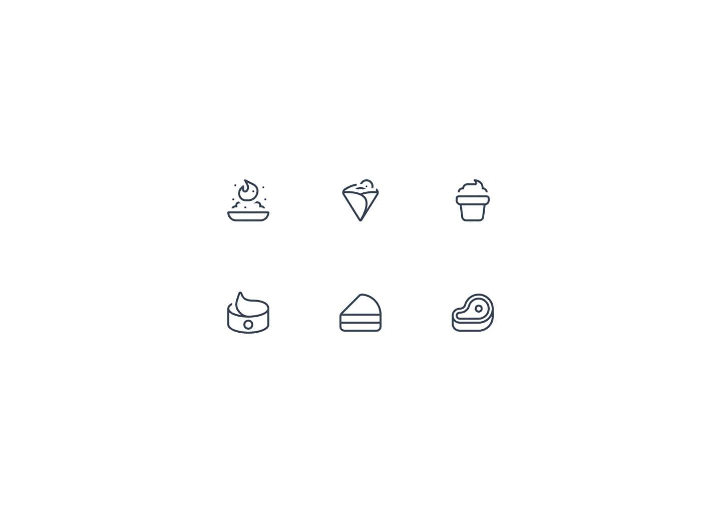 Food icons in outline style