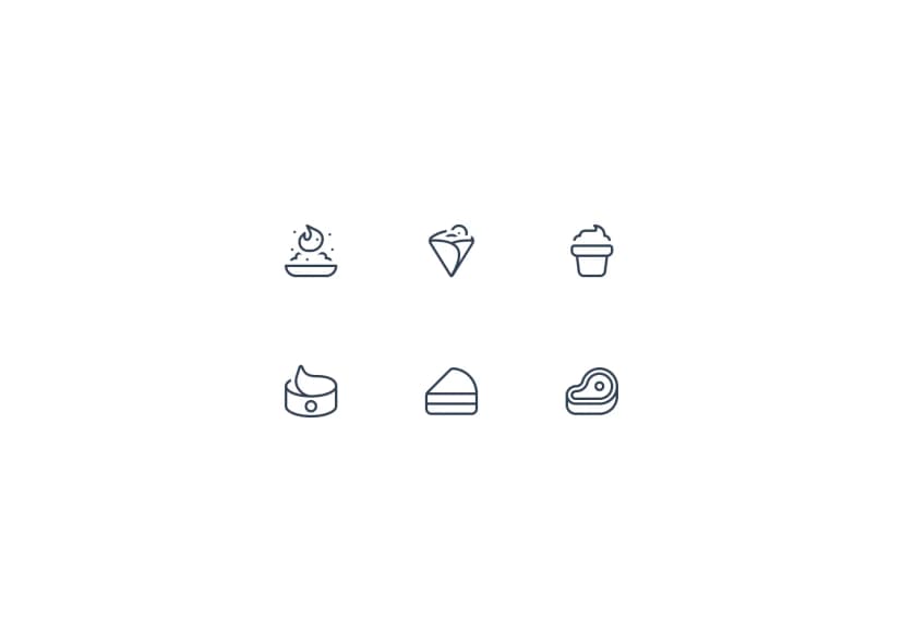 Food icons in outline style