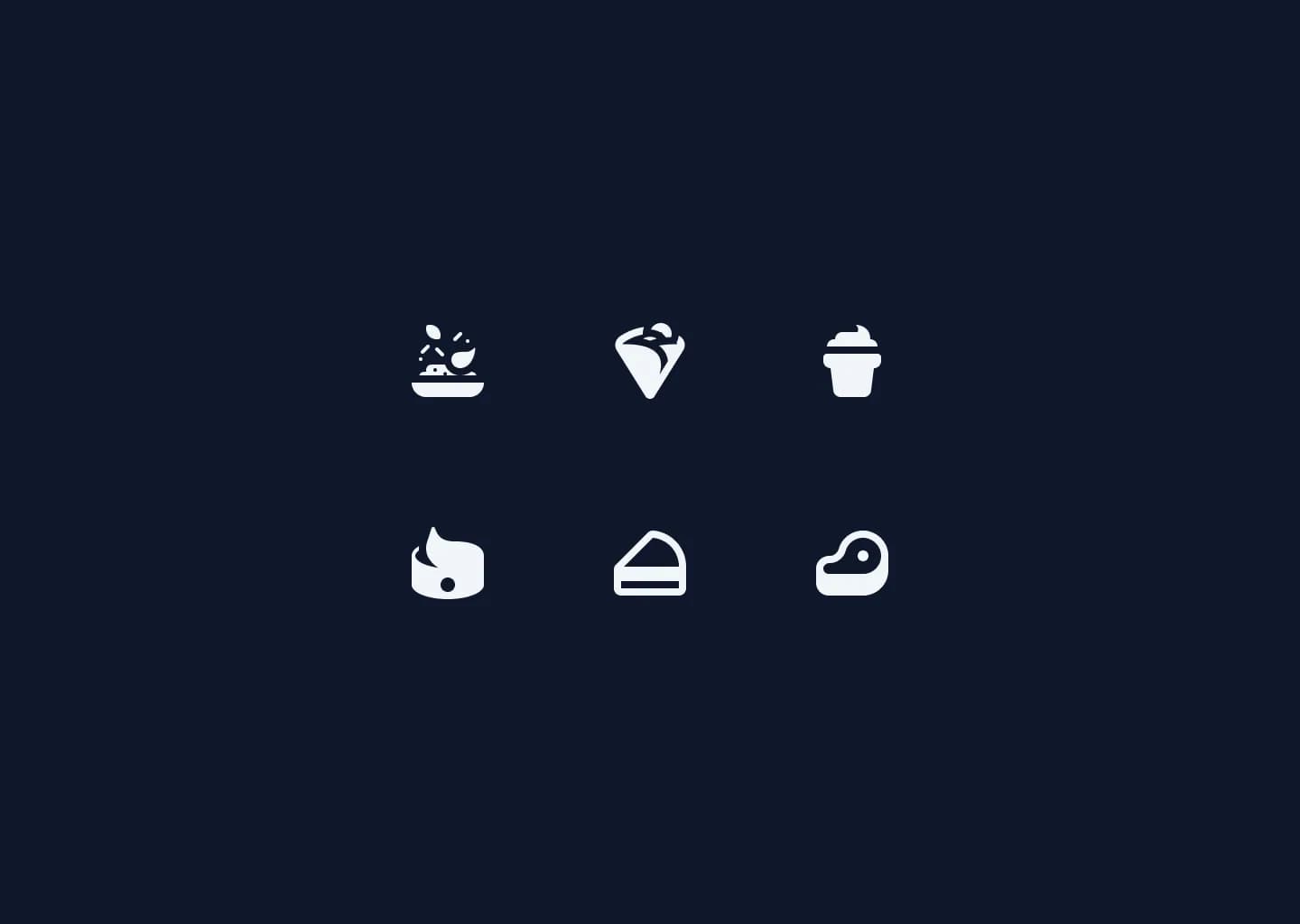 Food icons with solid style