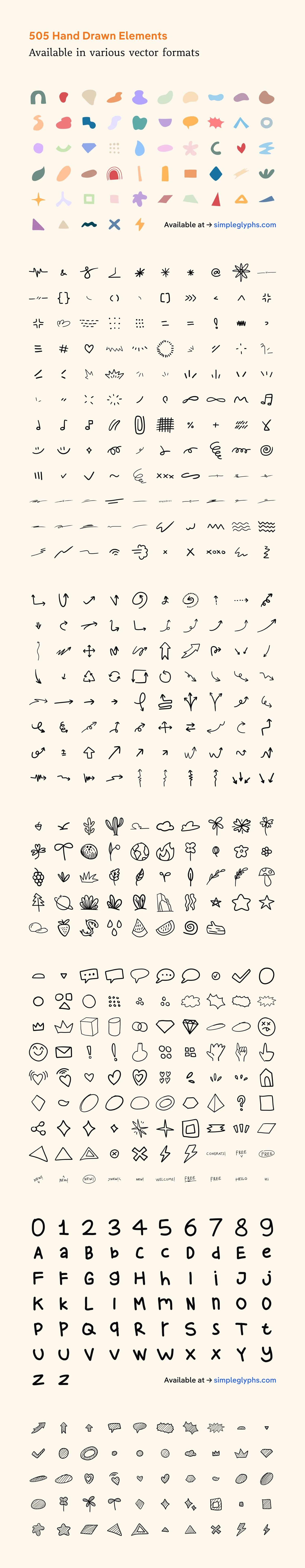 Hand-drawn vector shapes