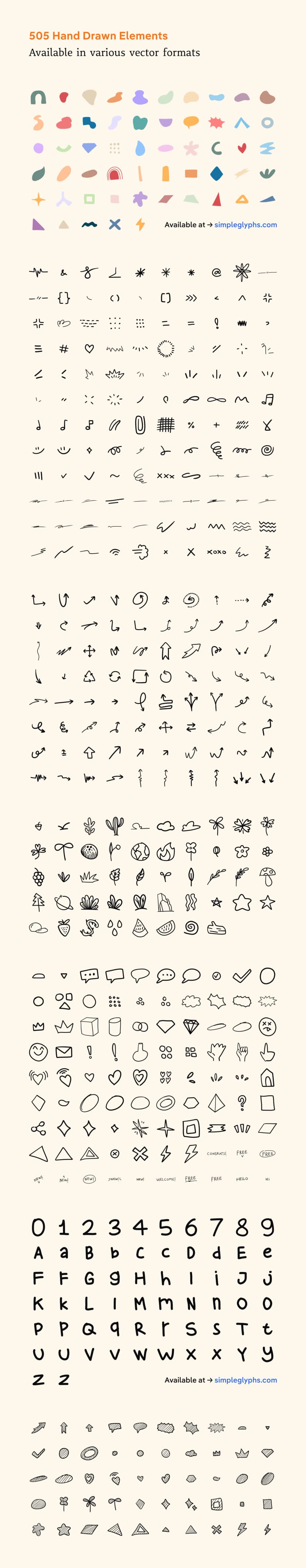 Hand-drawn vector shapes