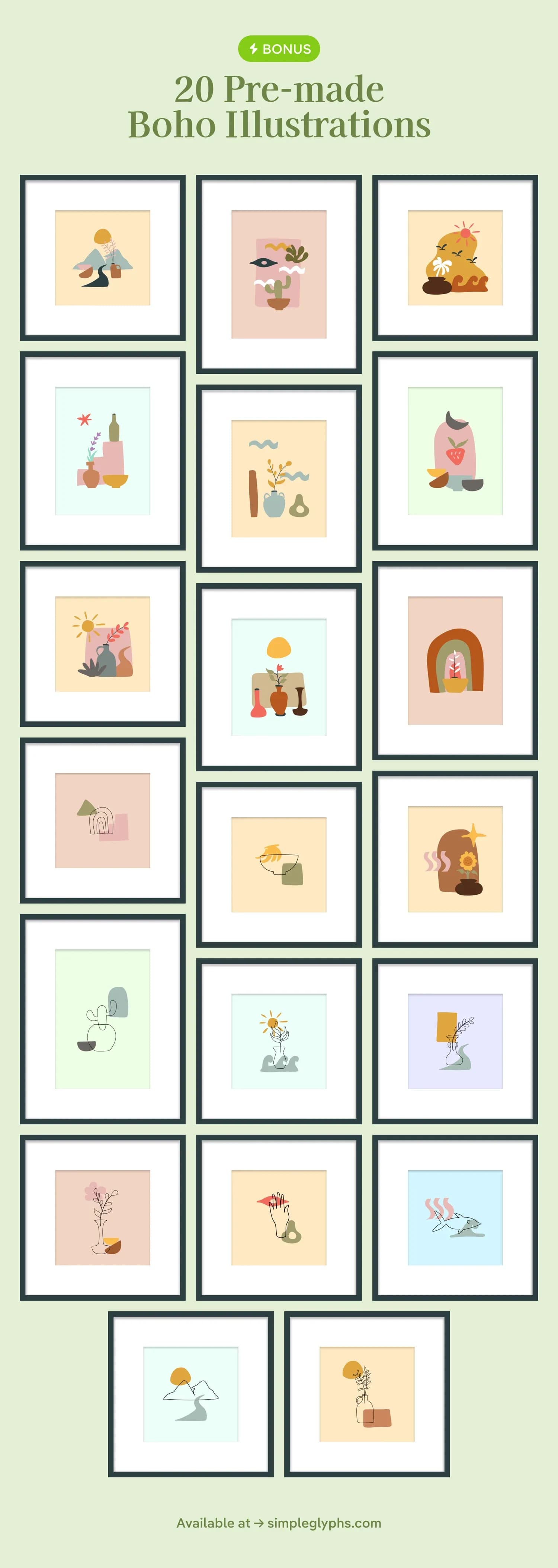 Pre-made boho illustrations