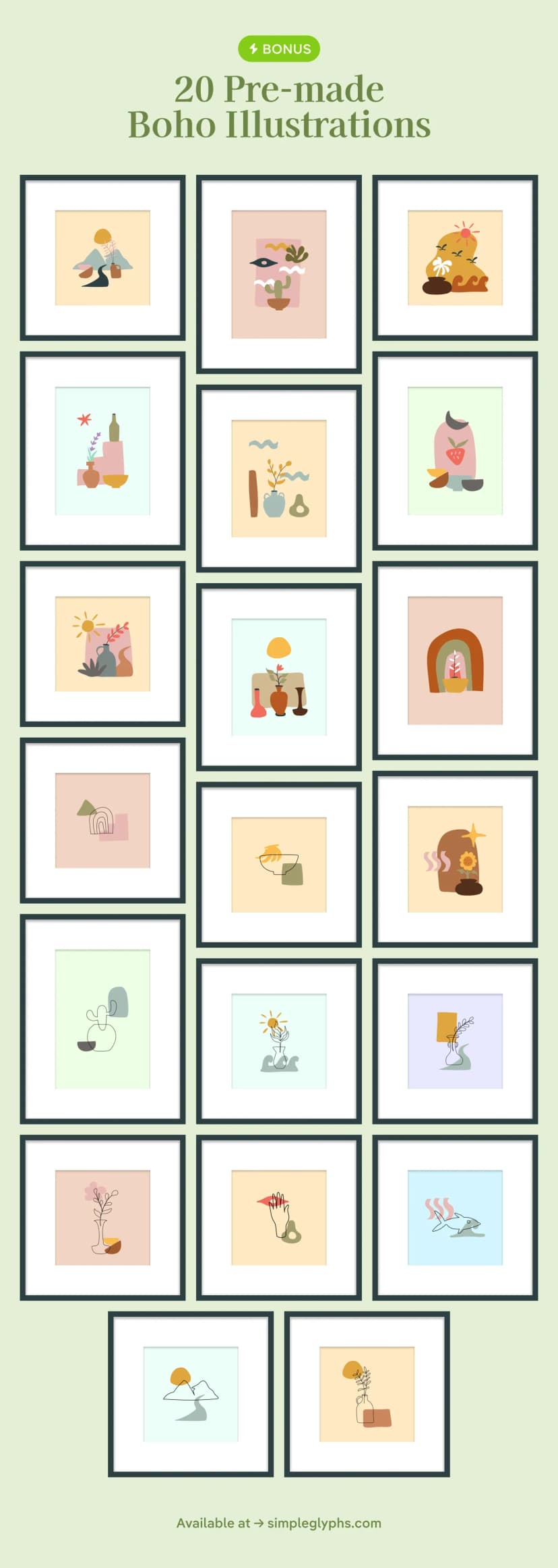 Pre-made boho illustrations