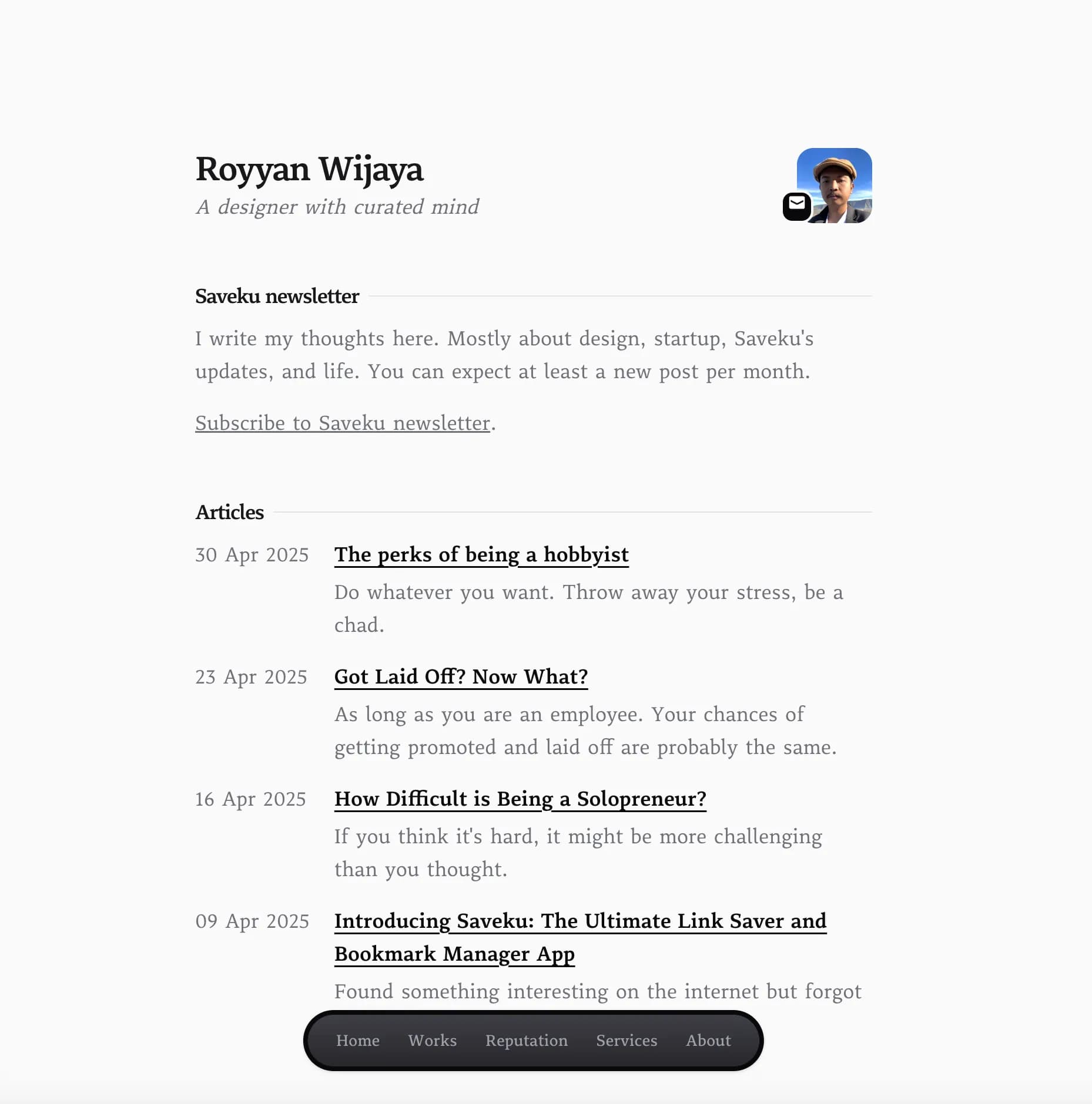Simple article list design