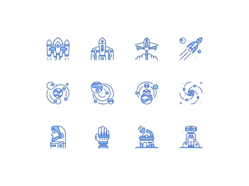 Space icon set designs