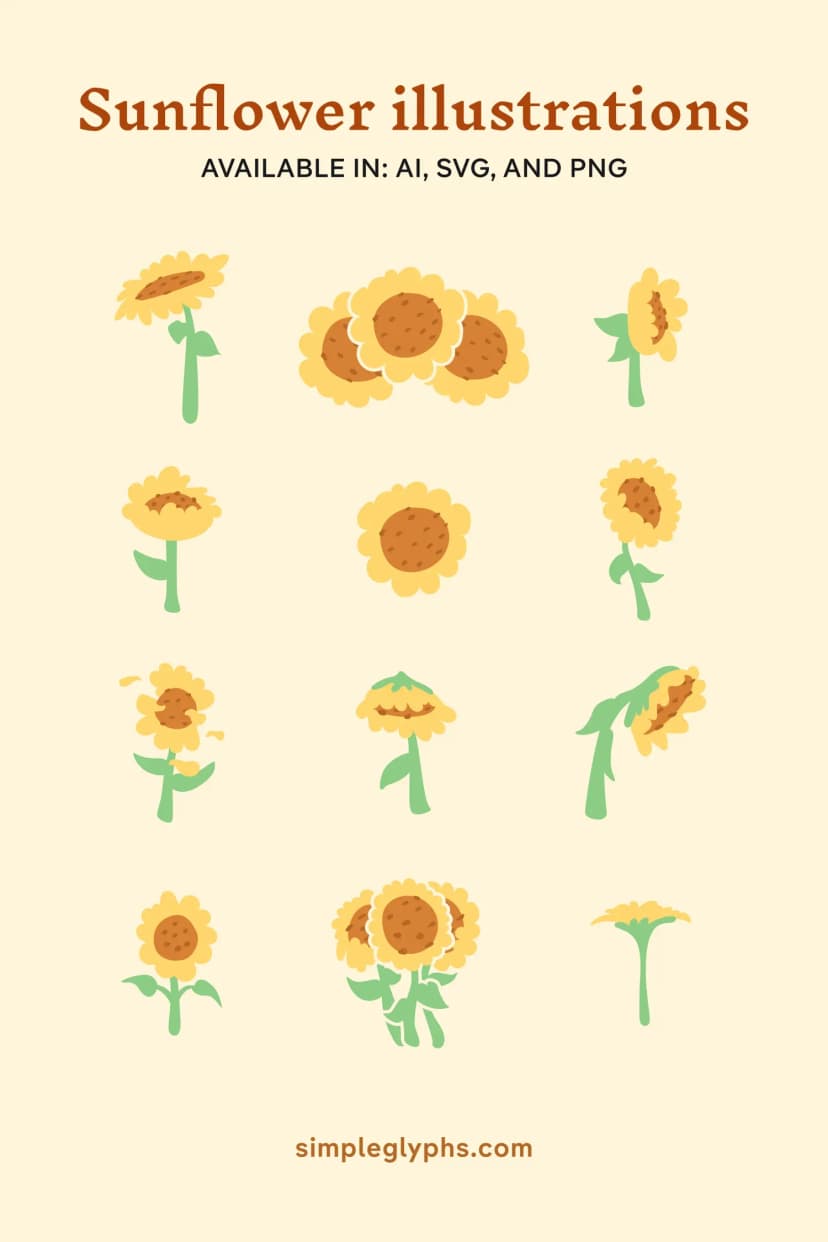 Sunflower illustrations collection