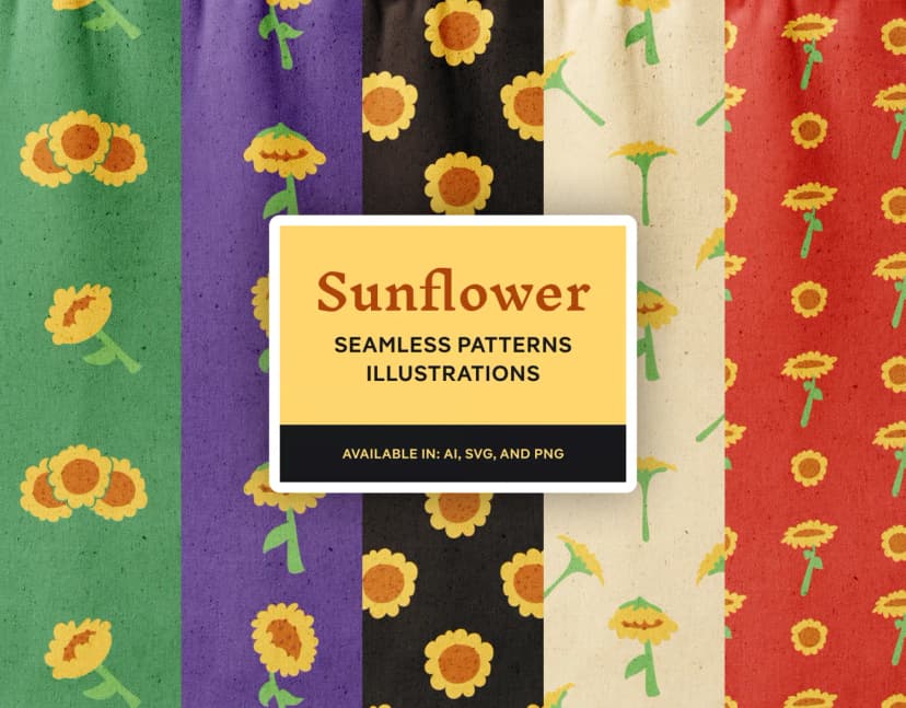 Sunflower seamless patterns and ilustration