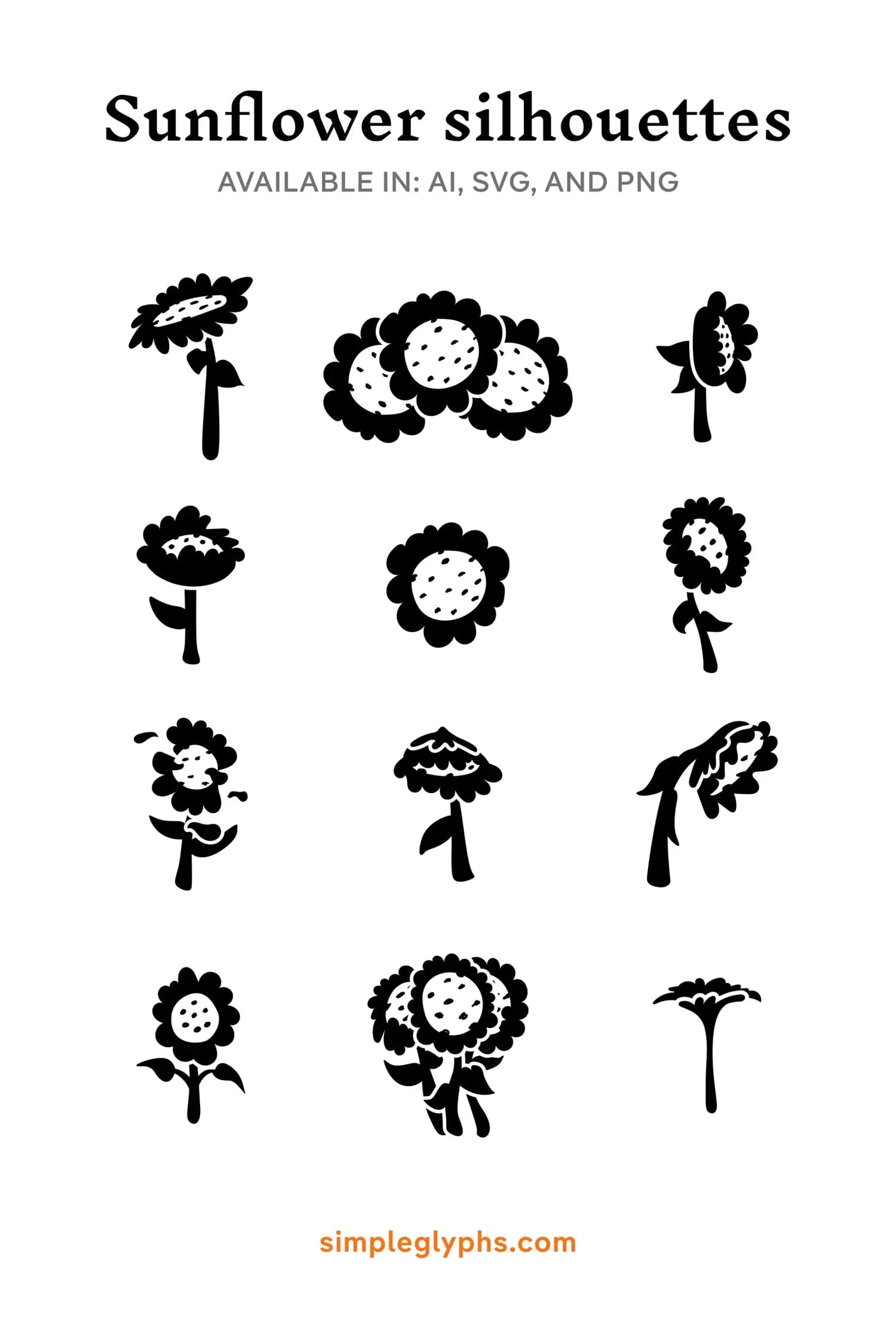 Sunflower silhouette illustrations