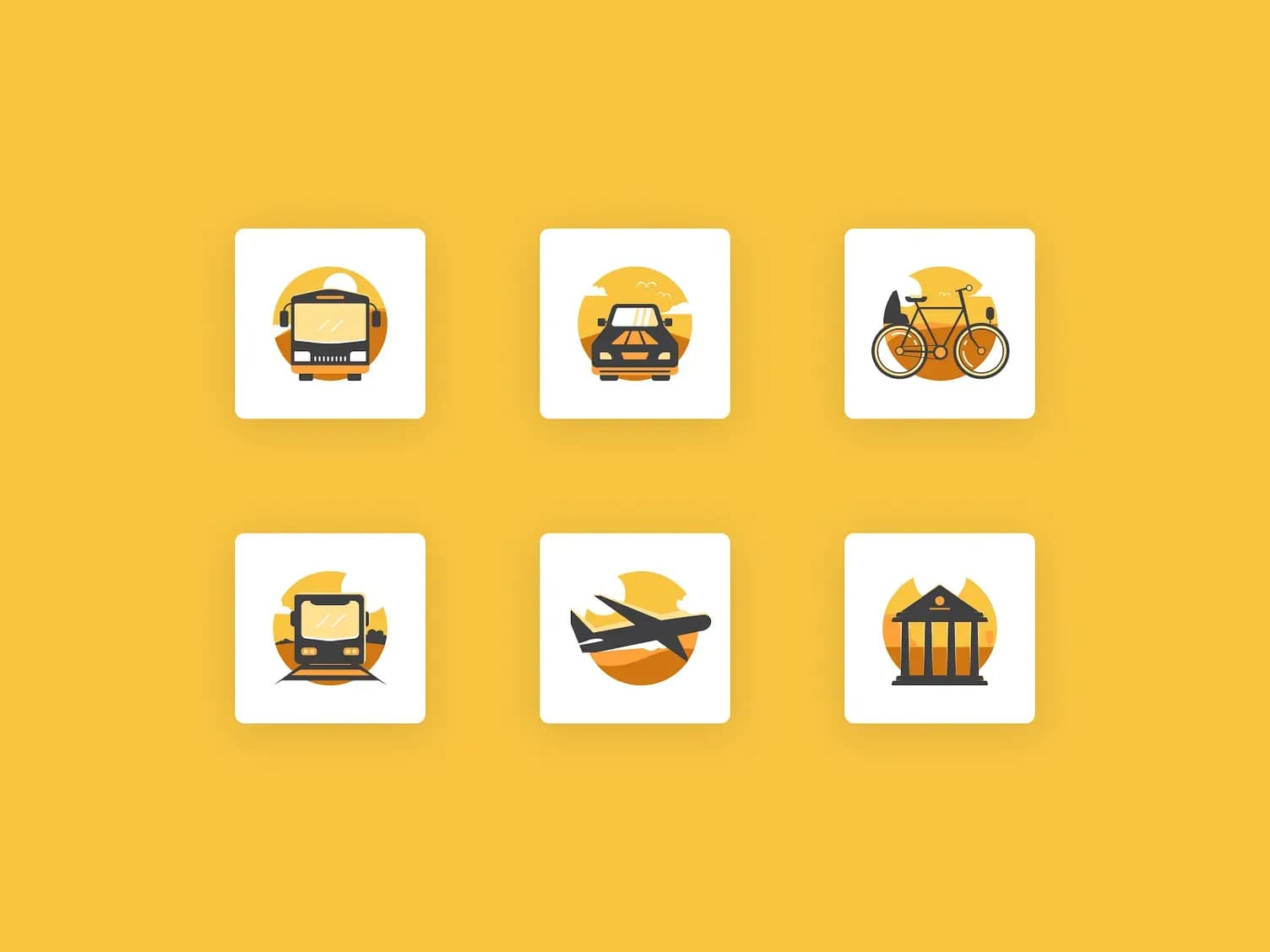 Travel transportation icon set